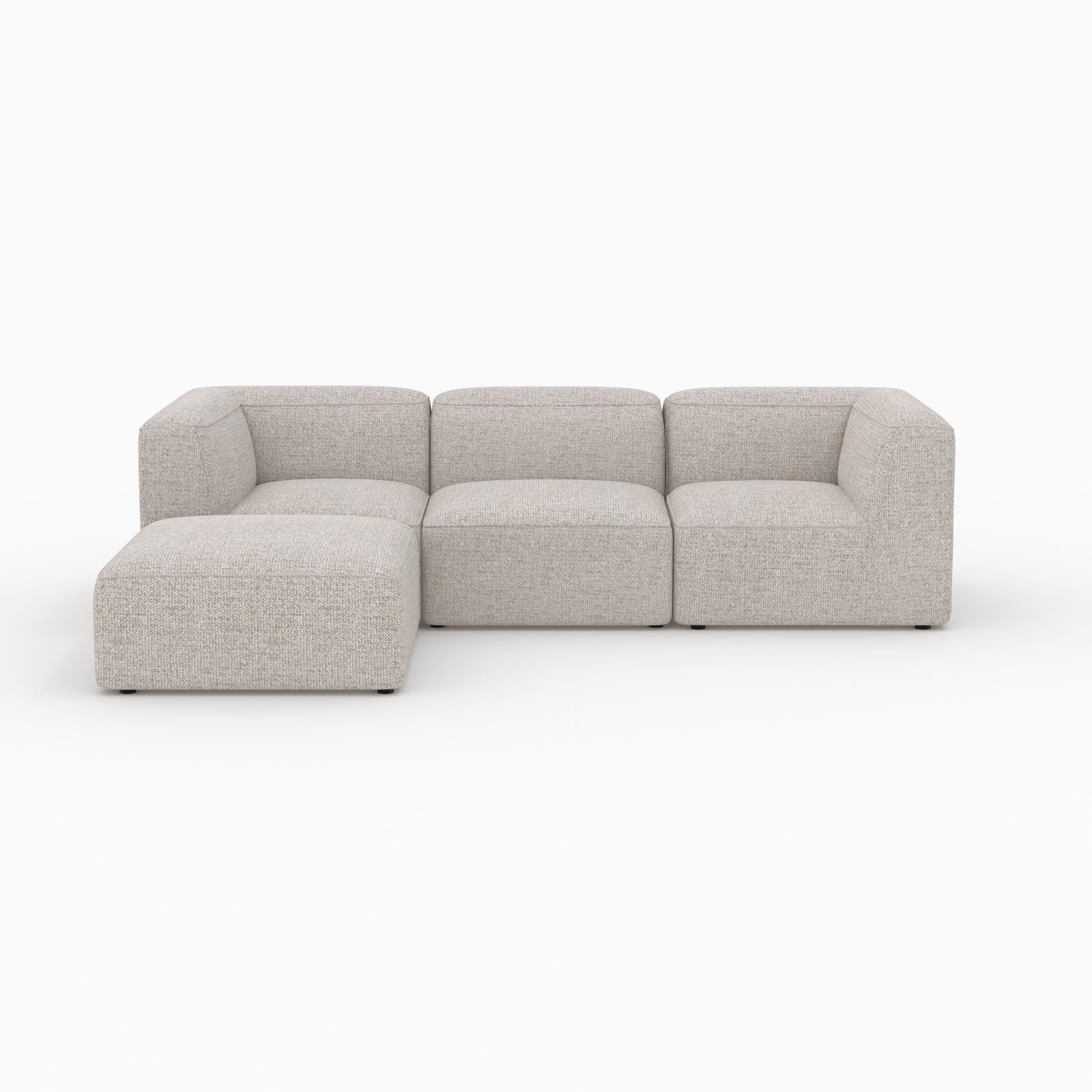 Canapé pouf Mina beige tissu 3 places