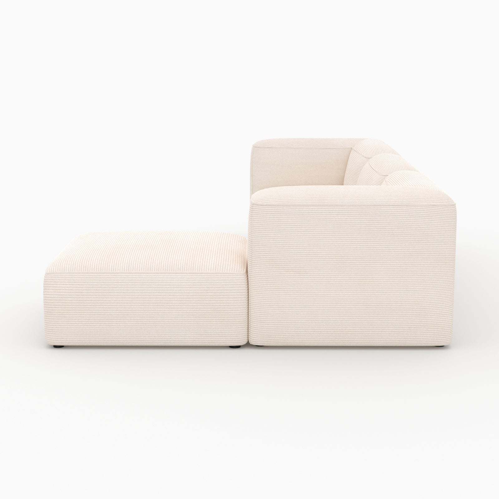 Canapé pouf Mina blanc velours 3 places