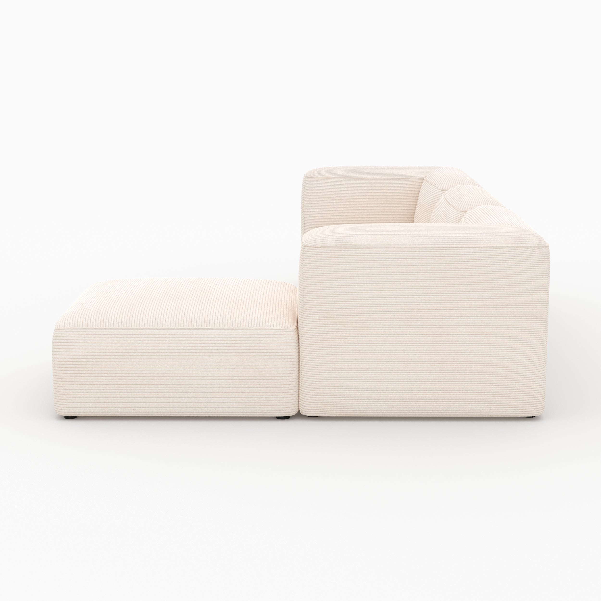 Canapé pouf Mina blanc velours 3 places