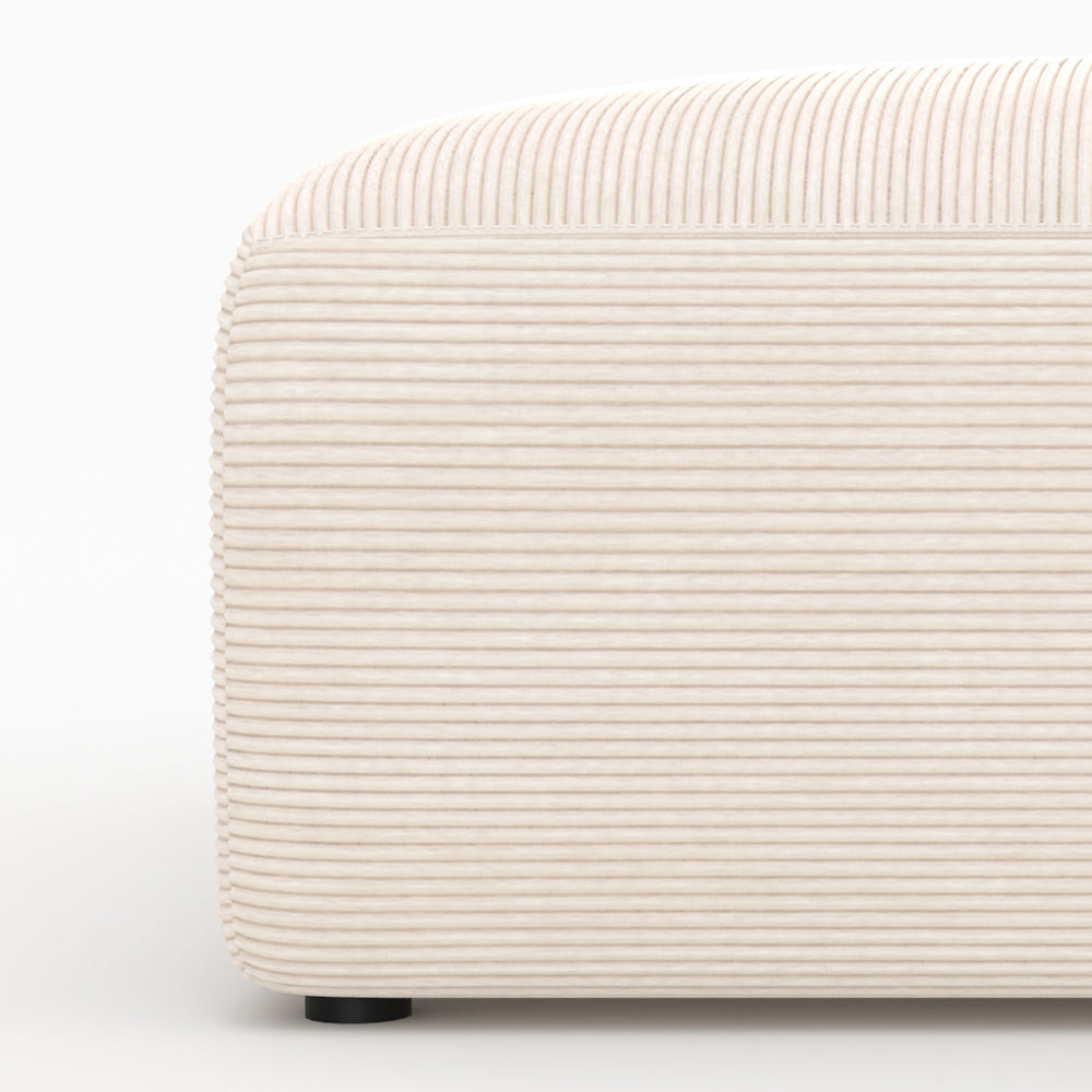 Canapé salon Mina velours blanc modulable 3 places pouf