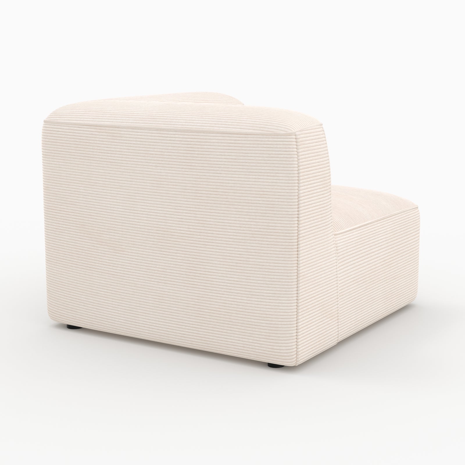 Canapé velours blanc Mina 3 places et pouf