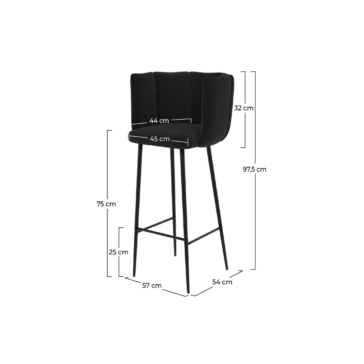 chaie de bar rosy en velours noir