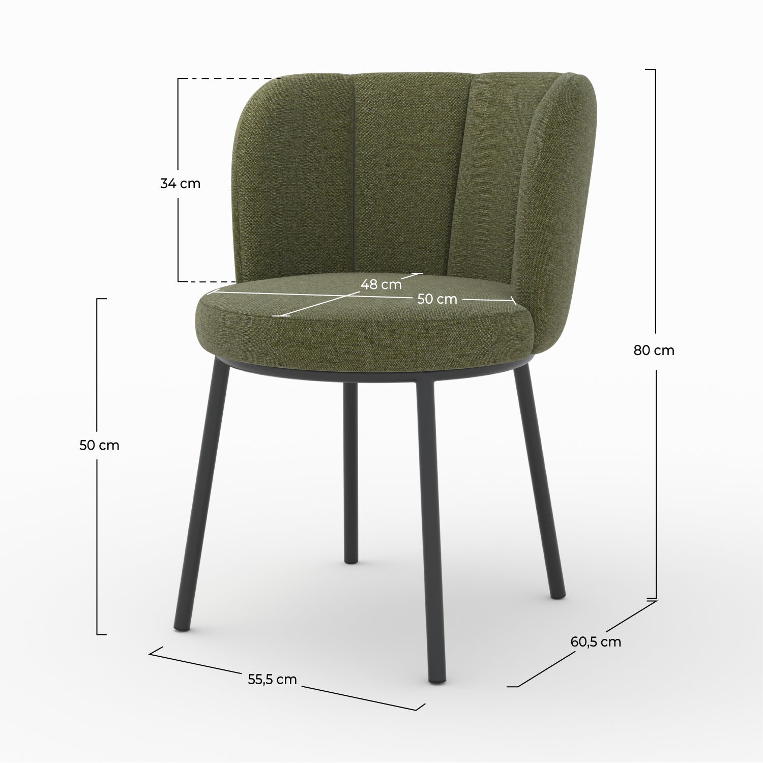 sedia aby in tessuto verde cinese