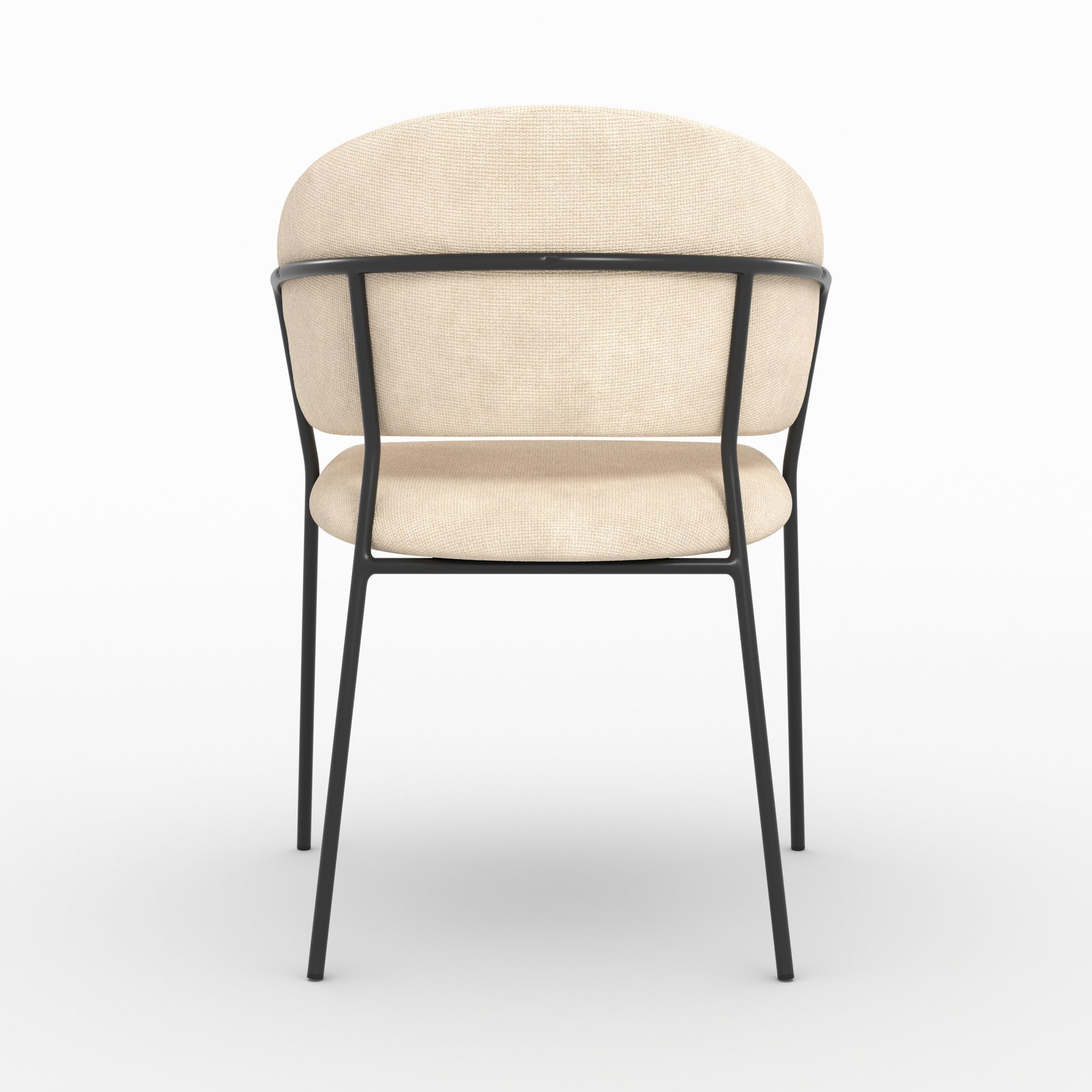 Chaise Amaya en tissu beige et pieds en métal noir, vue de dos - Maison Pavane