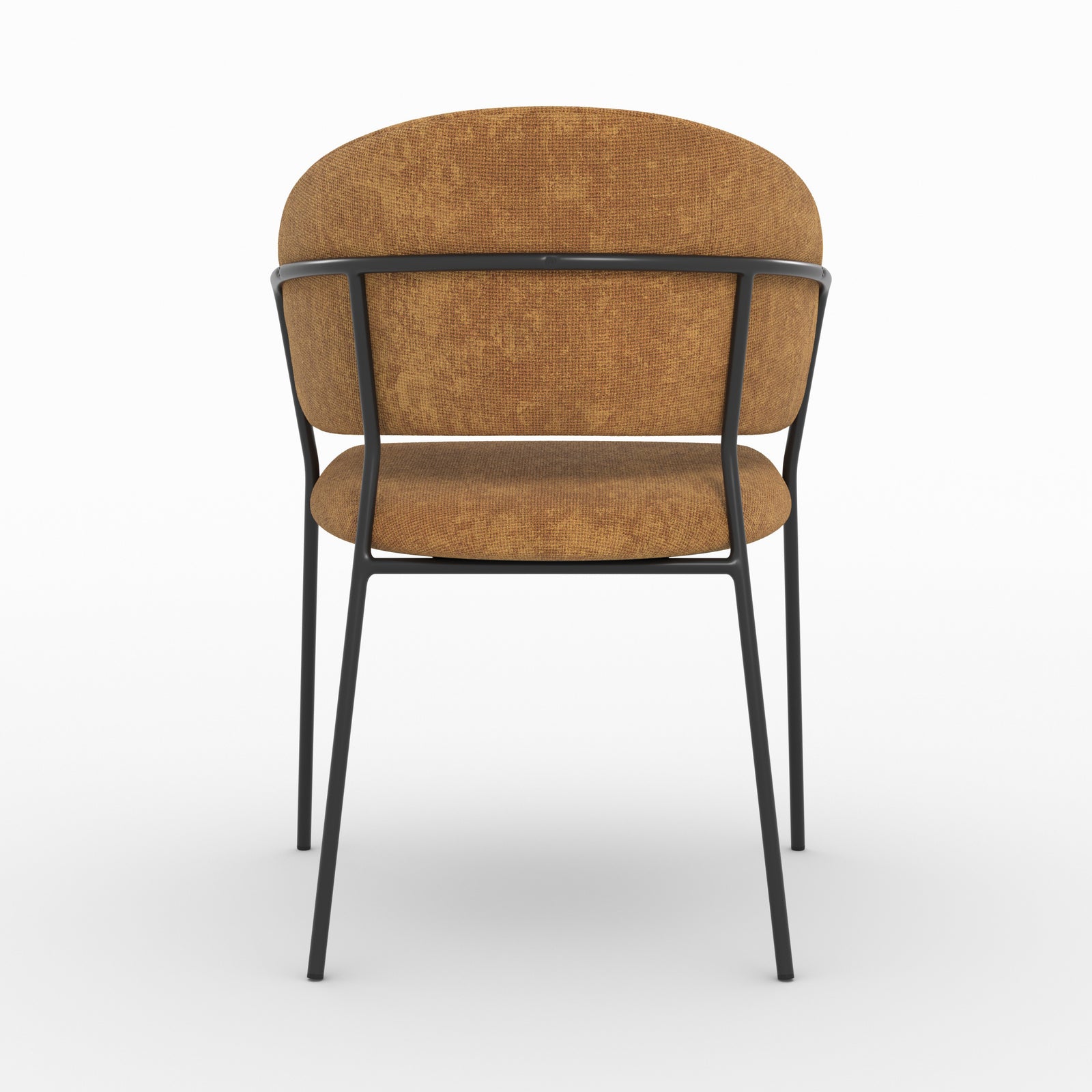 Chaise Amaya en tissu caramel et pieds en métal noir, vue de dos - Maison Pavane