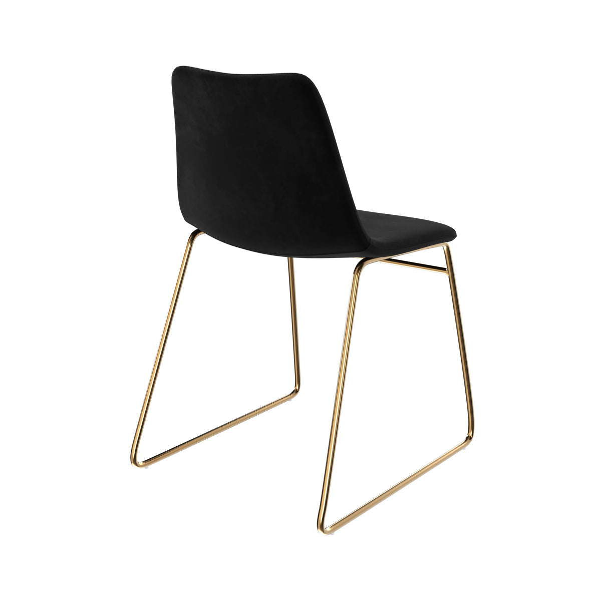 sedia art deco nera in velluto con gambe dorate gaspard