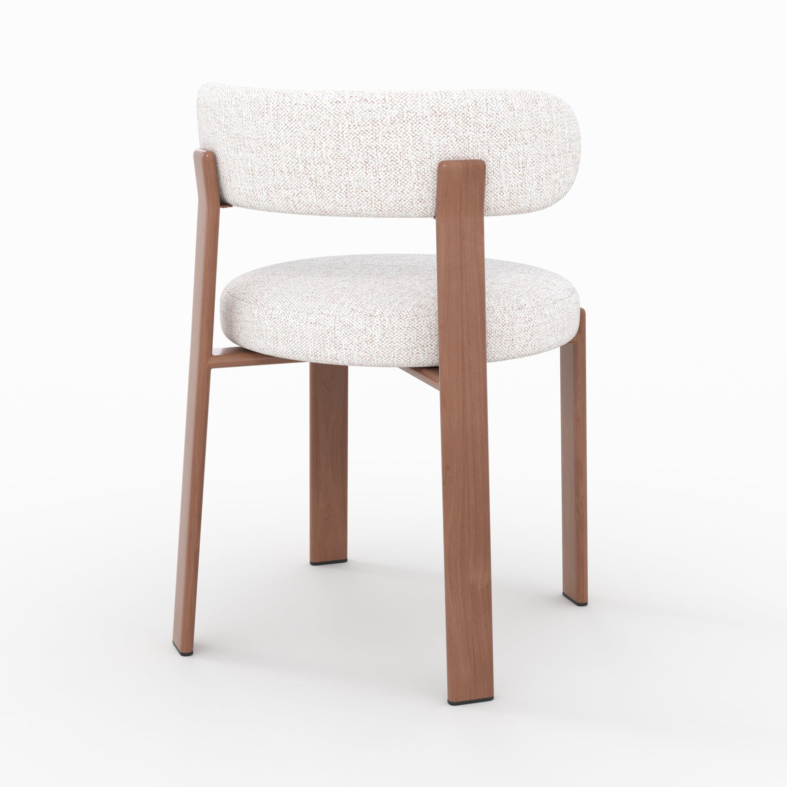 Chaise Aura blanc cassé pieds métal effet bois tissu texture vue trois quarts arrière