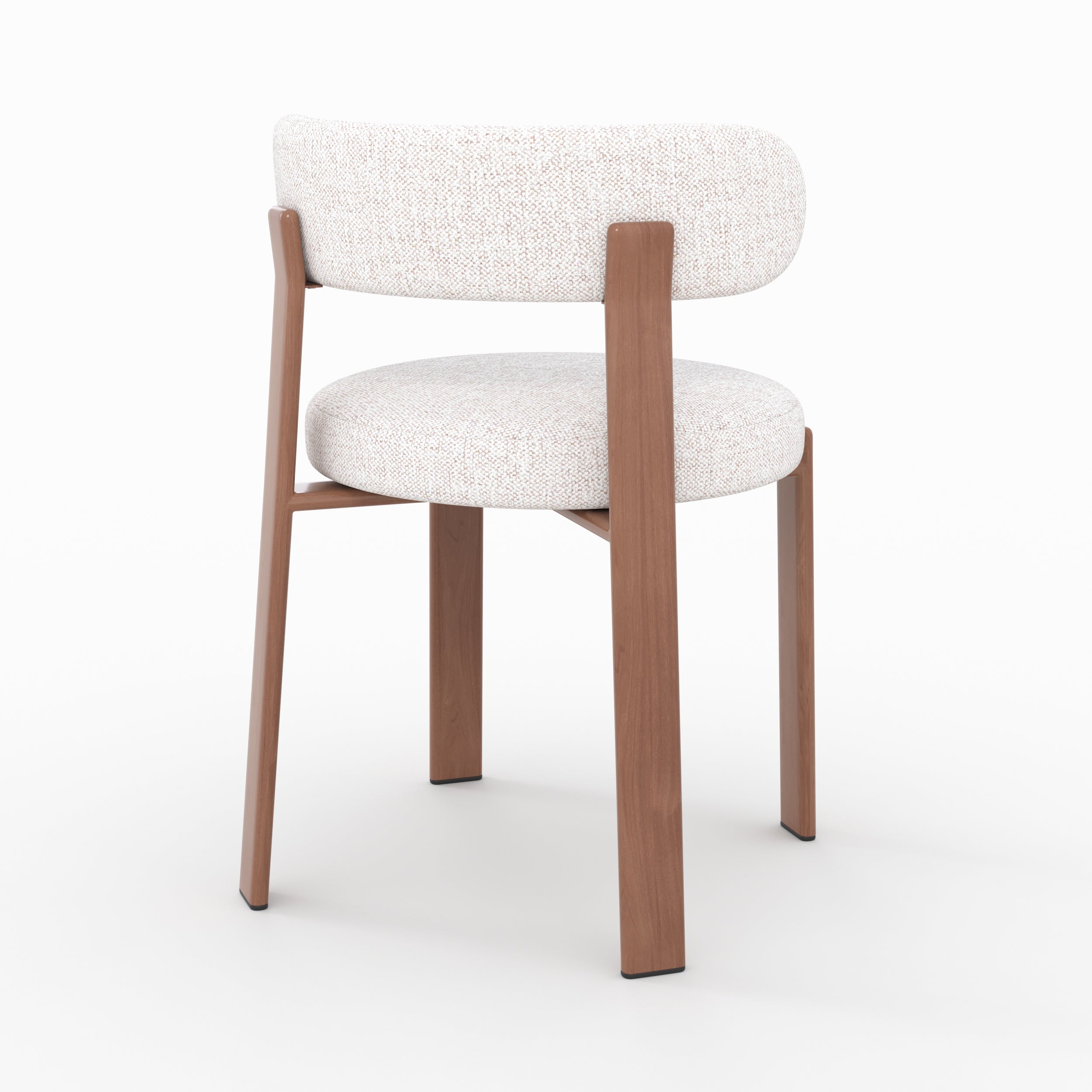 Chaise Aura blanc cassé pieds métal effet bois tissu texture vue trois quarts arrière