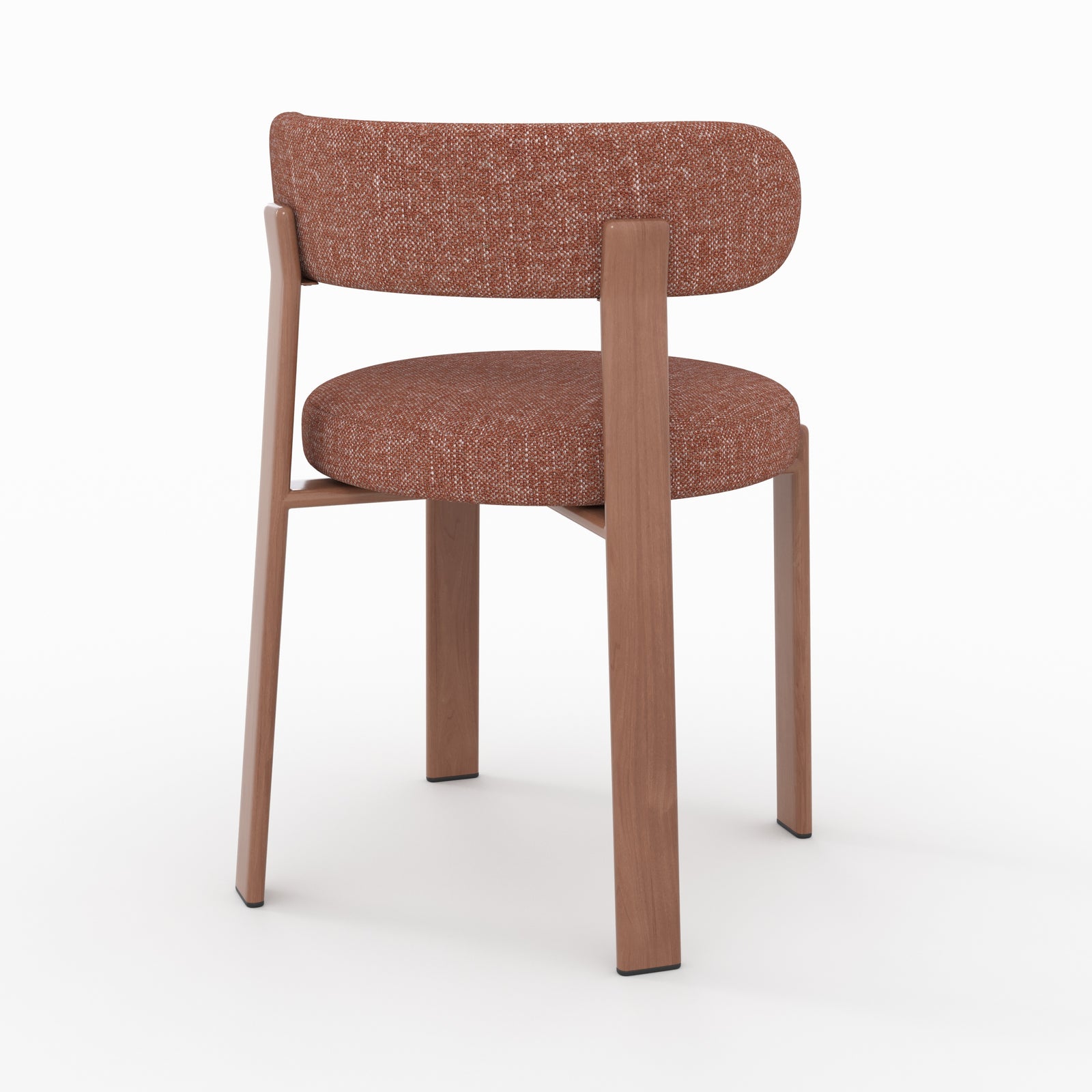 Chaise Aura brun canelle pieds métal effet bois tissu texture vue trois quarts arrière