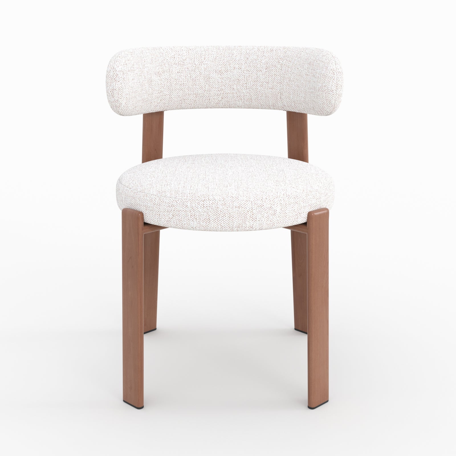 Chaise Aura tissu texture blanc cassé pieds métal effet bois vue face