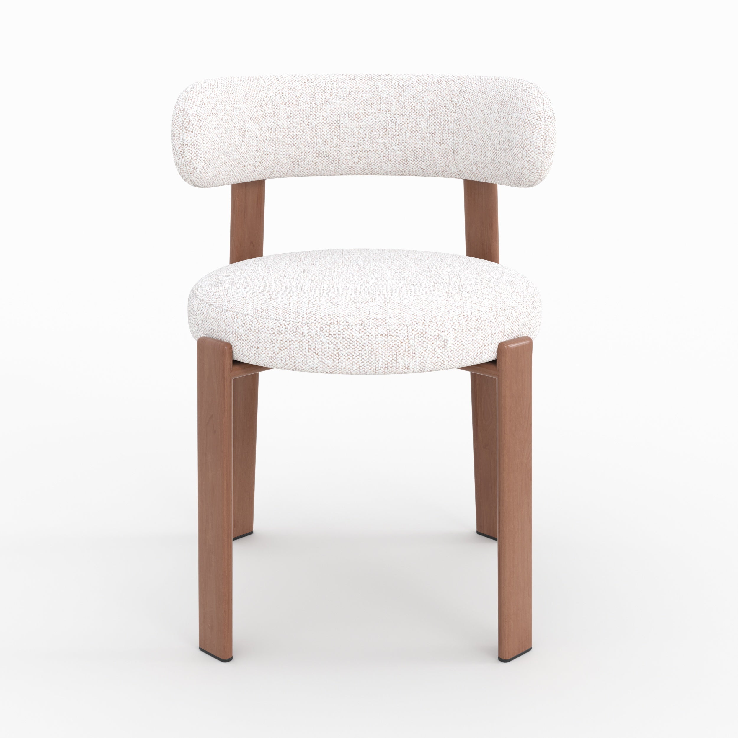 Chaise Aura tissu texture blanc cassé pieds métal effet bois vue face