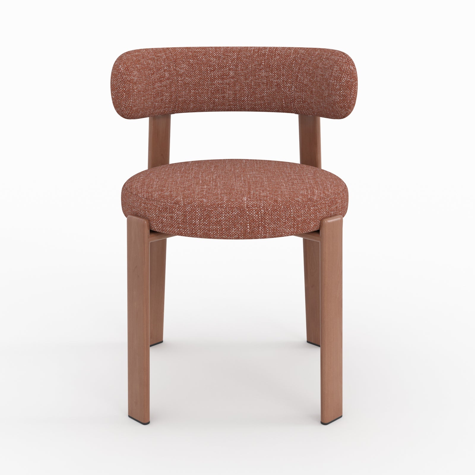 Chaise Aura tissu texture brun canelle pieds métal effet bois vue face