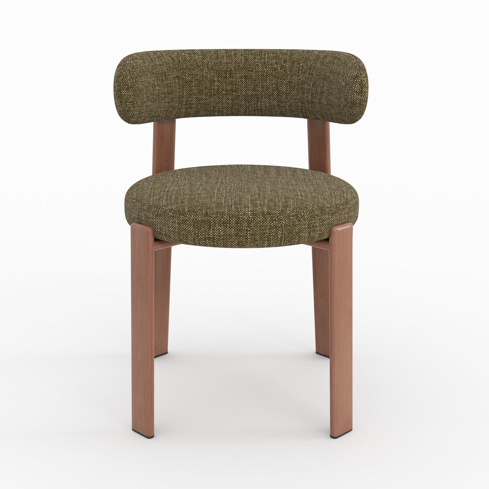 Chaise Aura tissu texture vert kaki pieds métal effet bois vue face