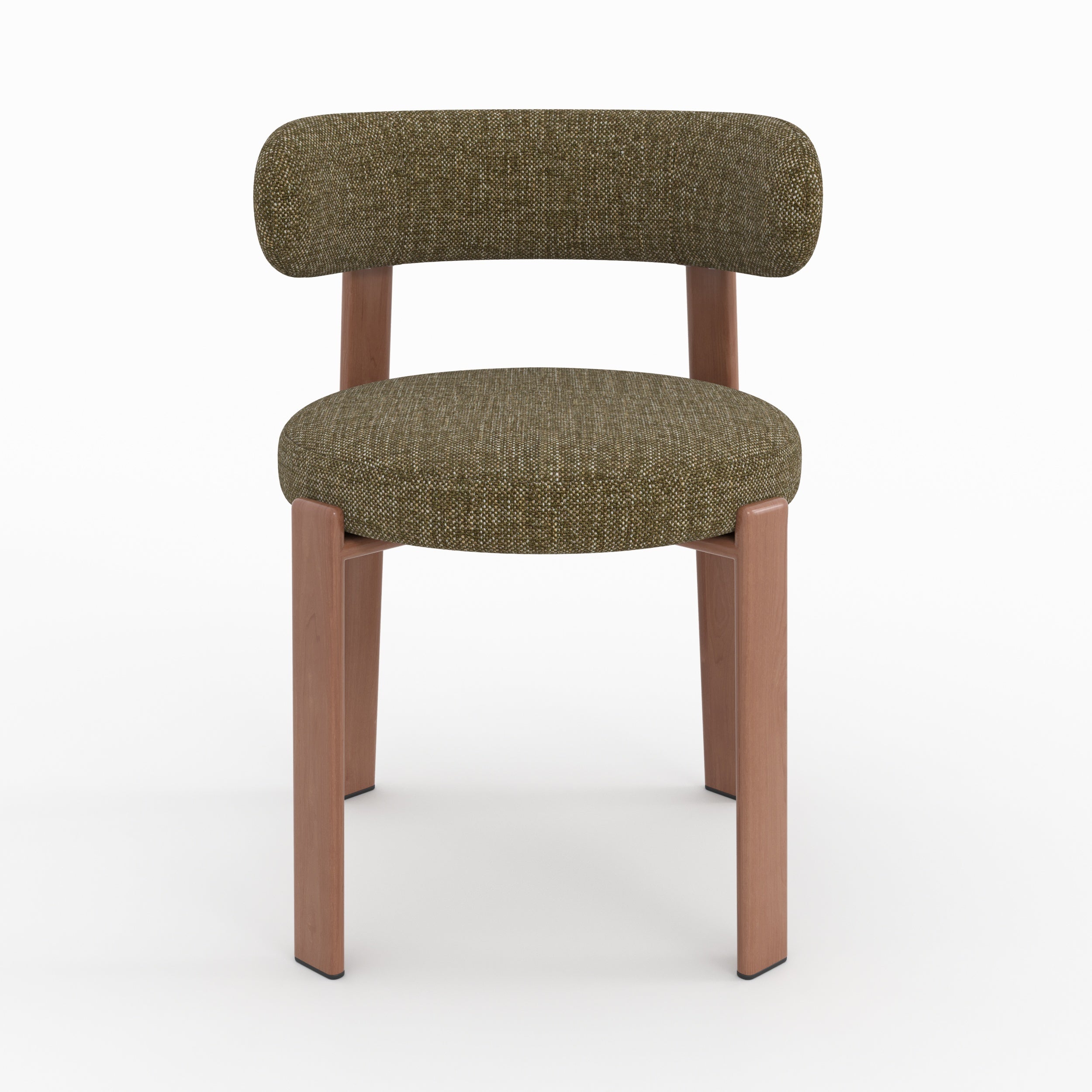 Chaise Aura tissu texture vert kaki pieds métal effet bois vue face