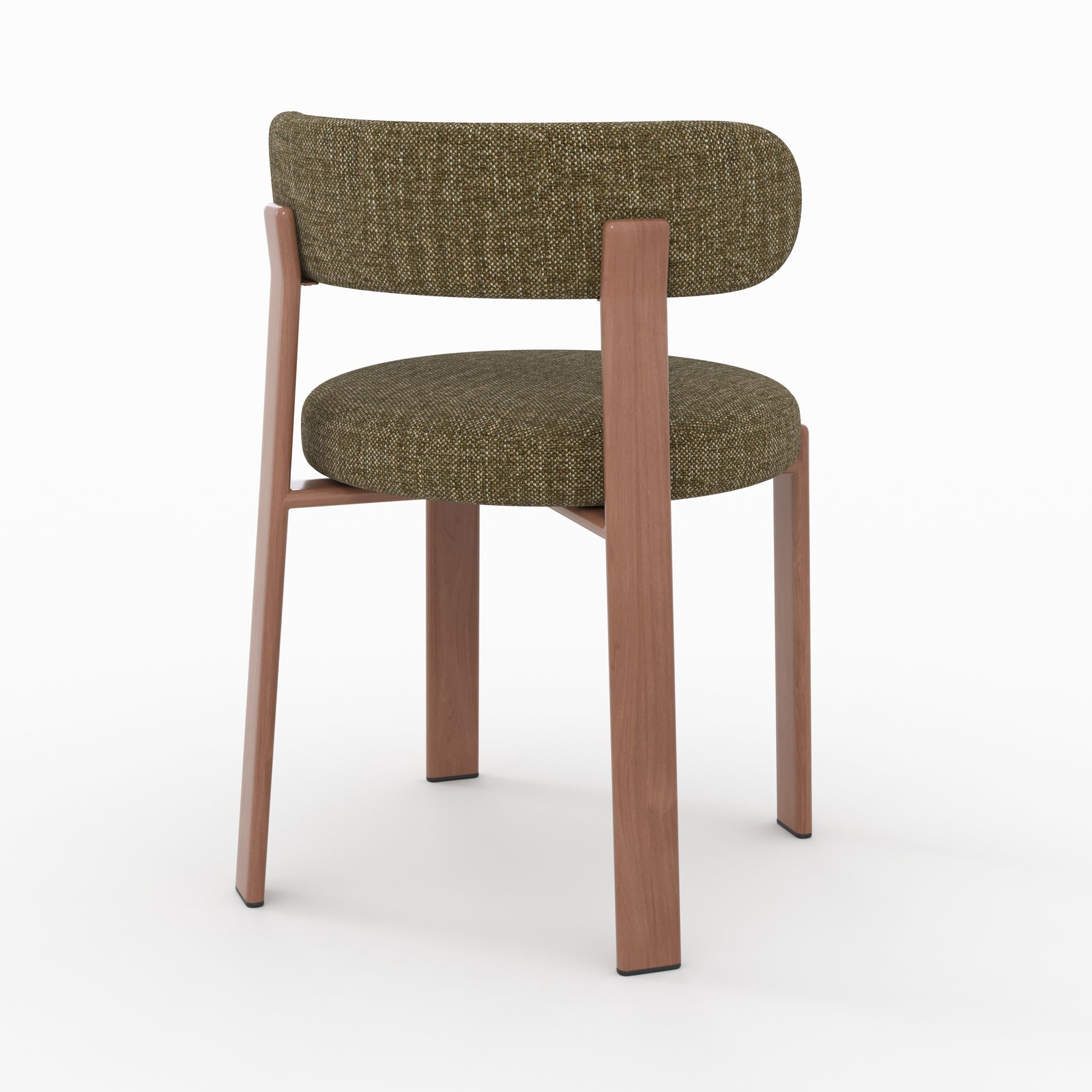 Chaise Aura vert kaki pieds métal effet bois tissu texture vue trois quarts arrière