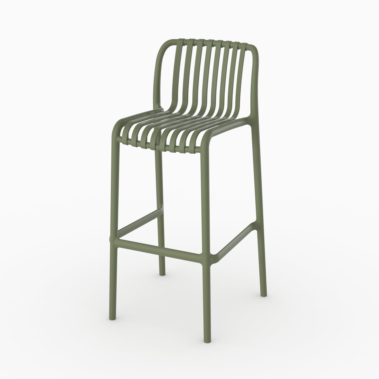 Chaise bar Duli vert kaki plastique comptoir