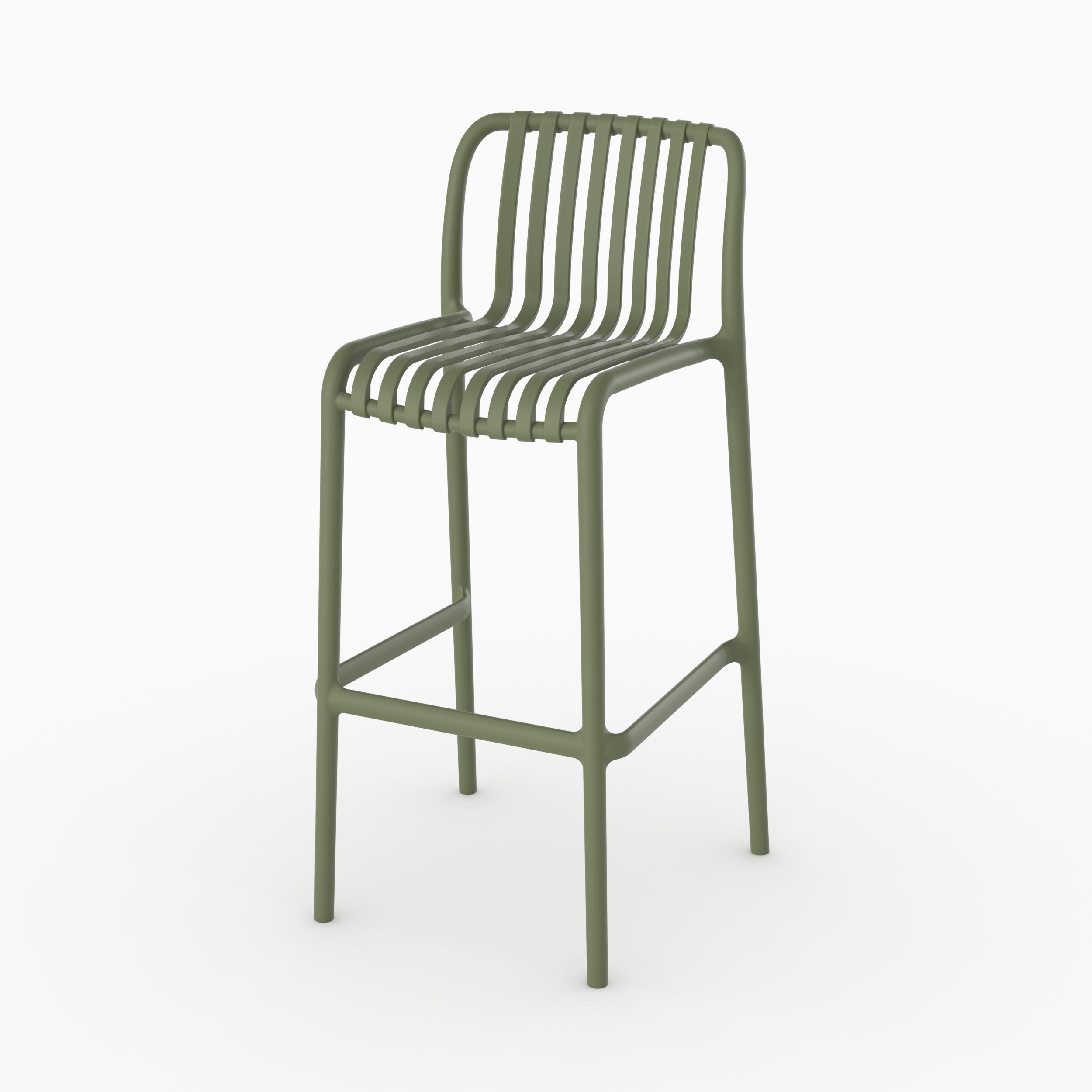 Chaise bar Duli vert kaki plastique comptoir
