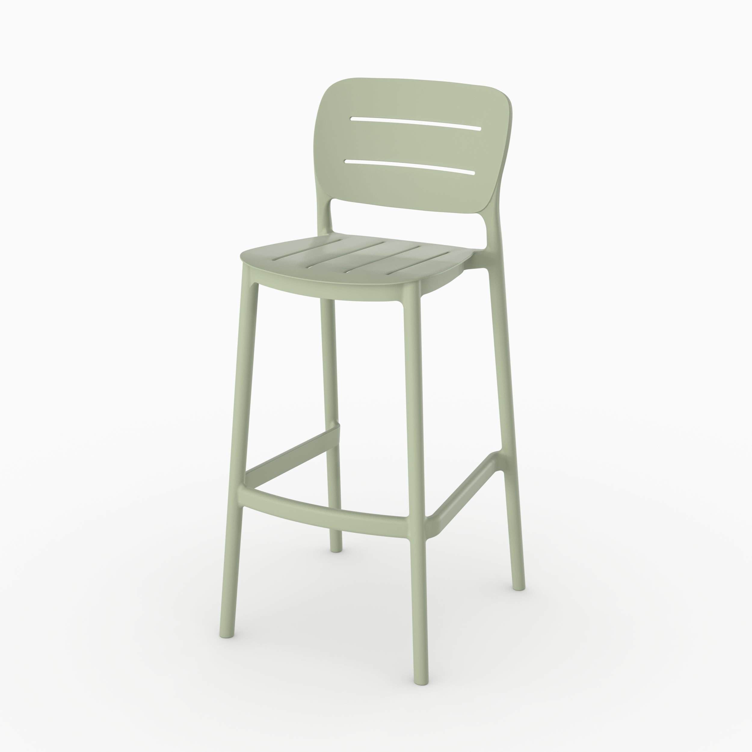 Chaise bar Lola 75 cm plastique vert pastel vue face