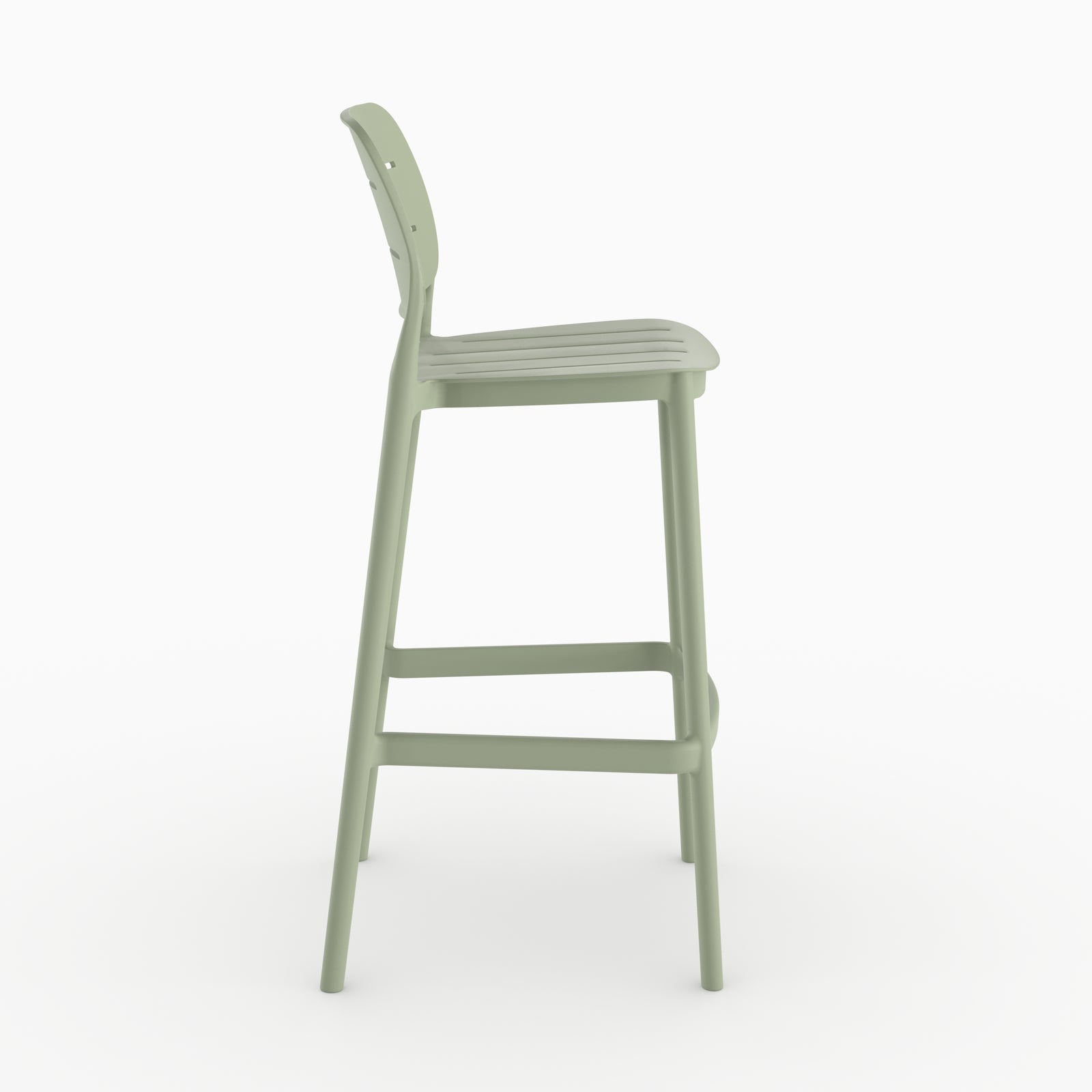 Chaise bar Lola 75cm vert pastel plastique packshot frontal
