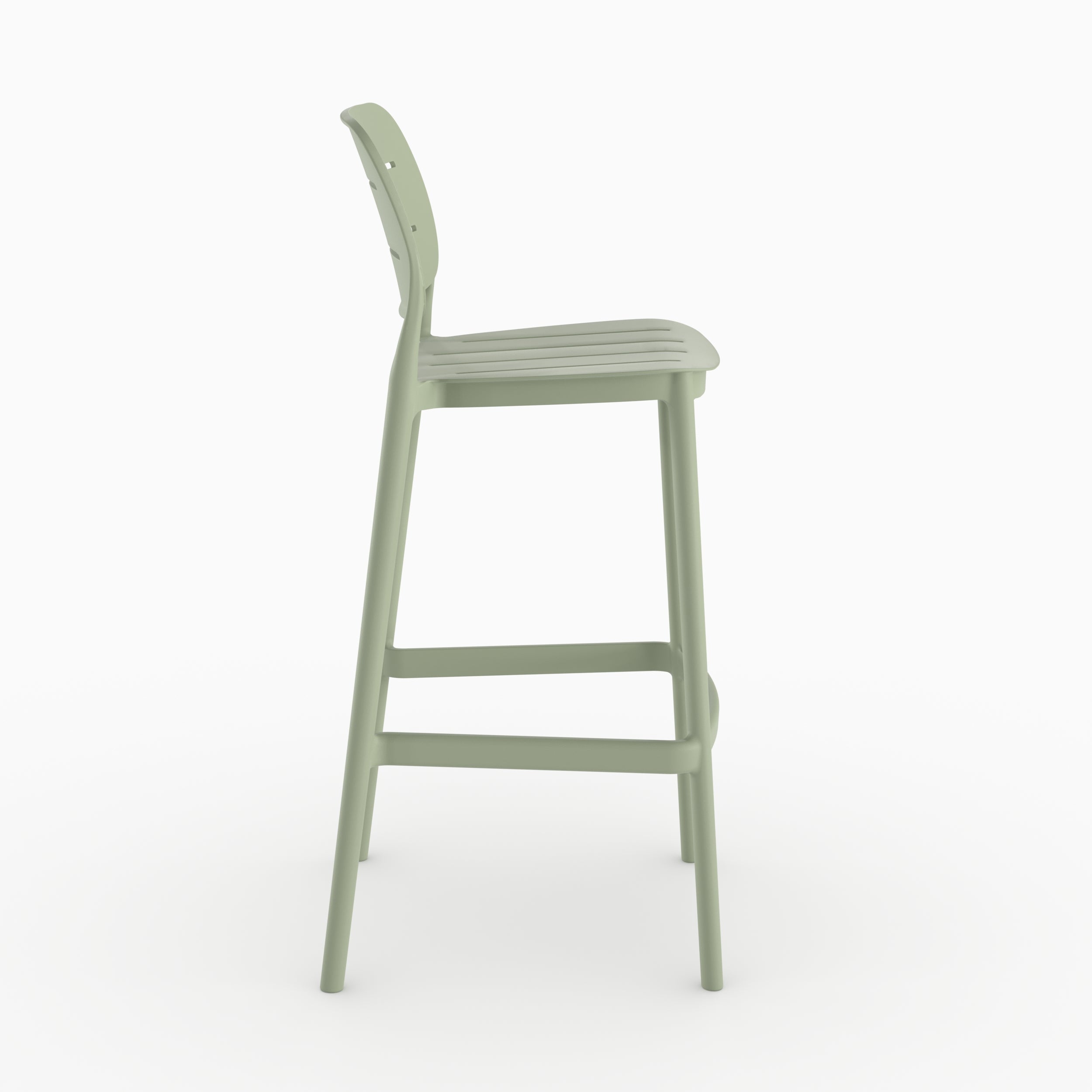 Chaise bar Lola 75cm vert pastel plastique packshot frontal