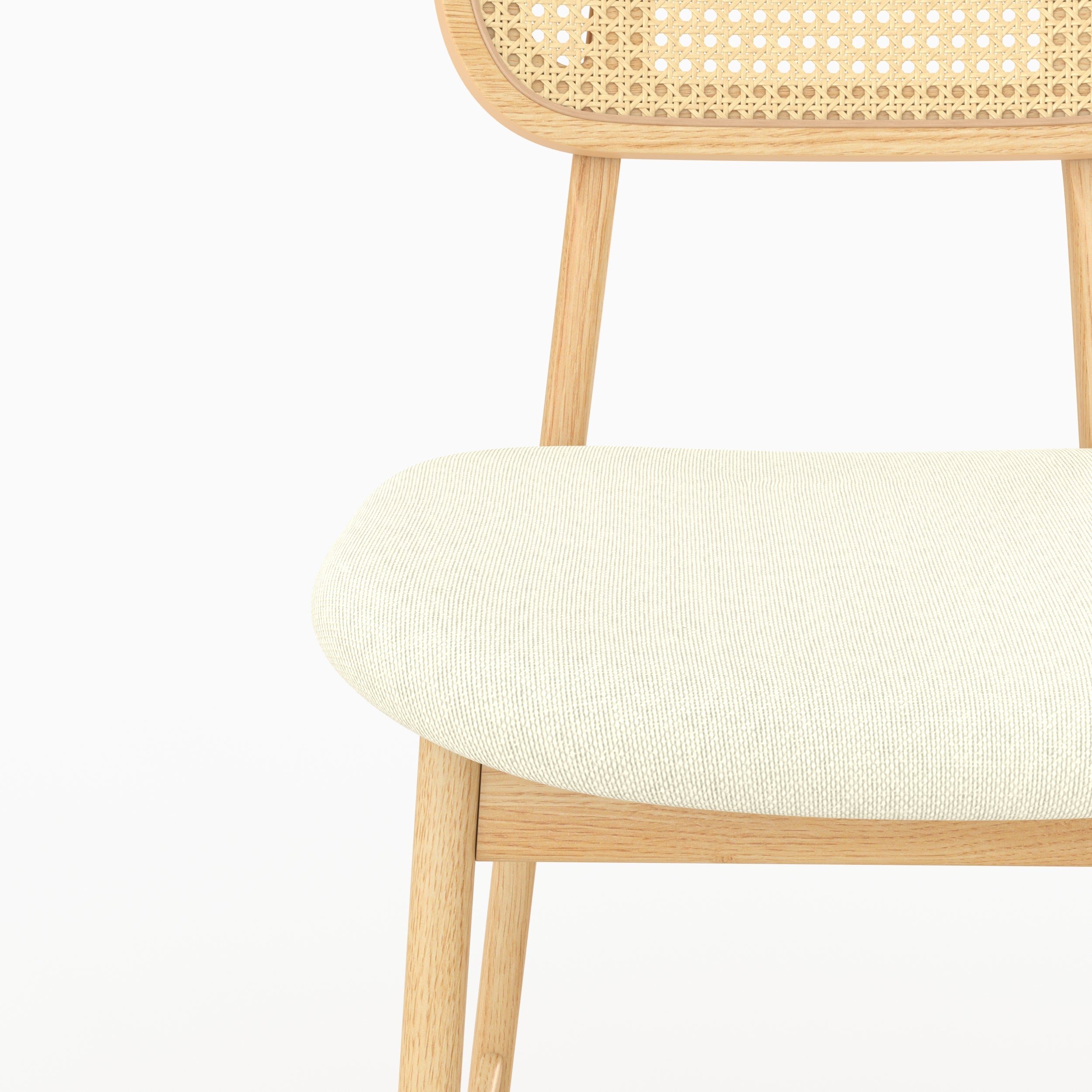 Chaise de bar mi-hauteur Maria en tissu beige et bois 64.5 cm (lot de 2)