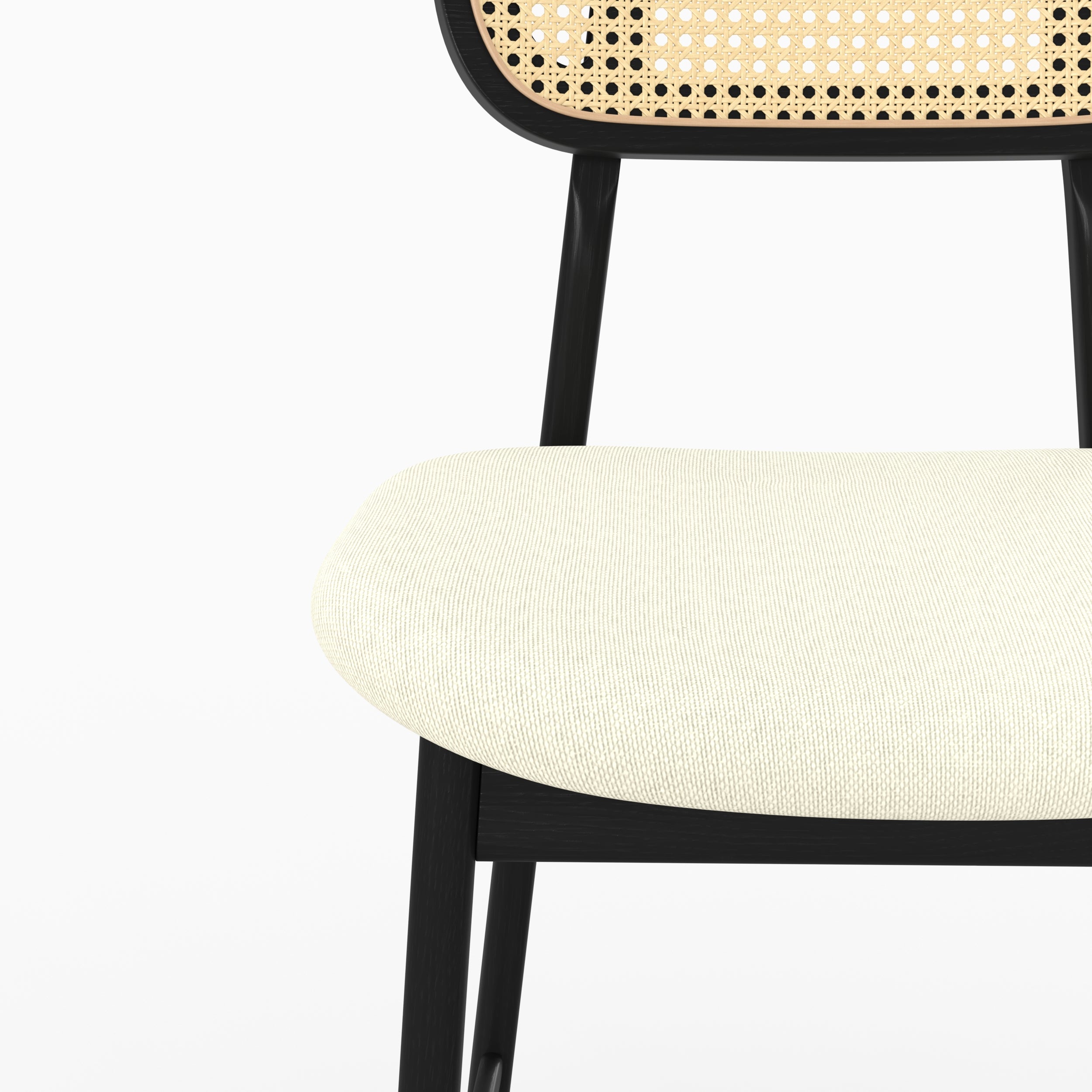 Chaise de bar mi-hauteur Maria en tissu beige et bois noir 64.5 cm (lot de 2)