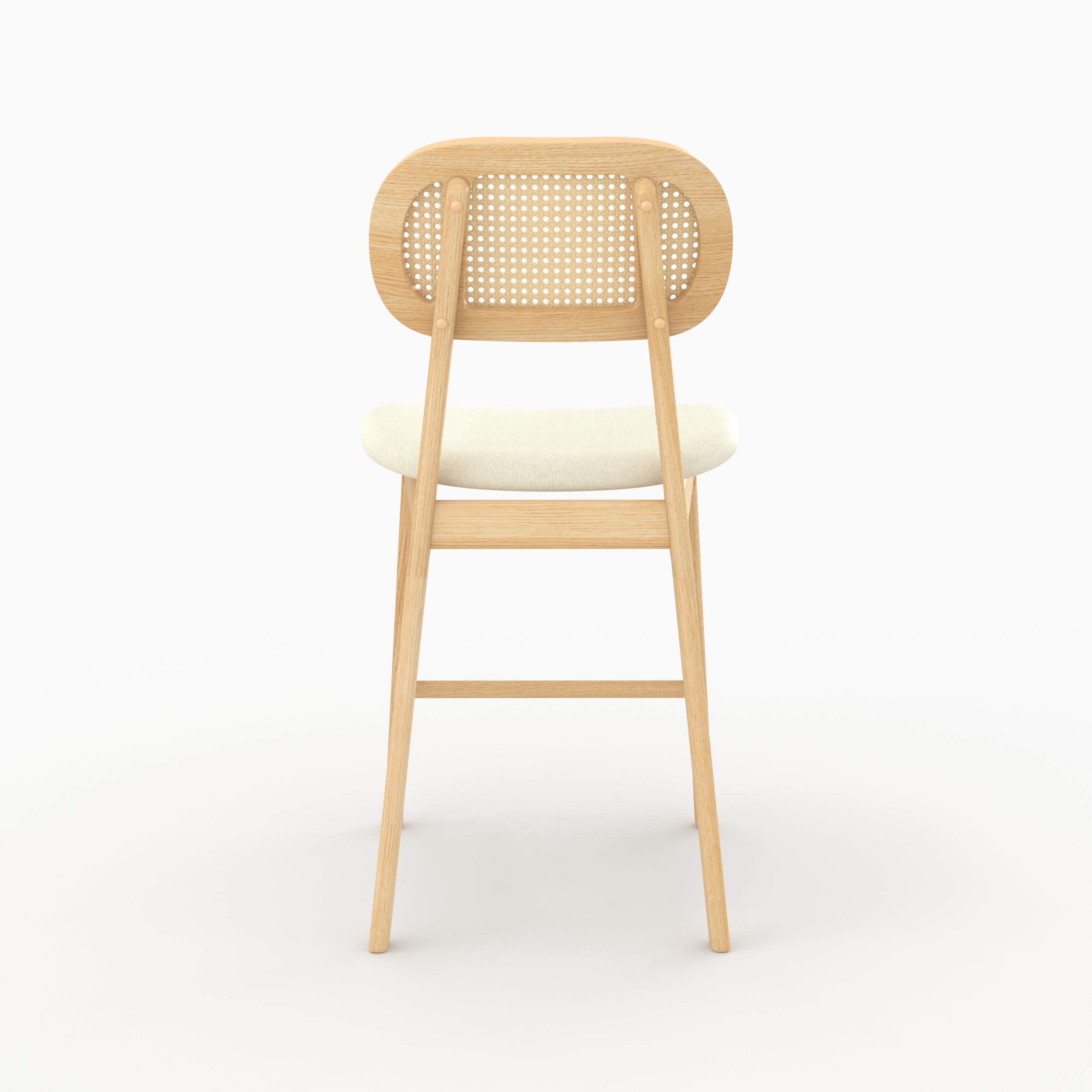 Chaise de bar mi-hauteur Maria en tissu beige et bois 64.5 cm (lot de 2)