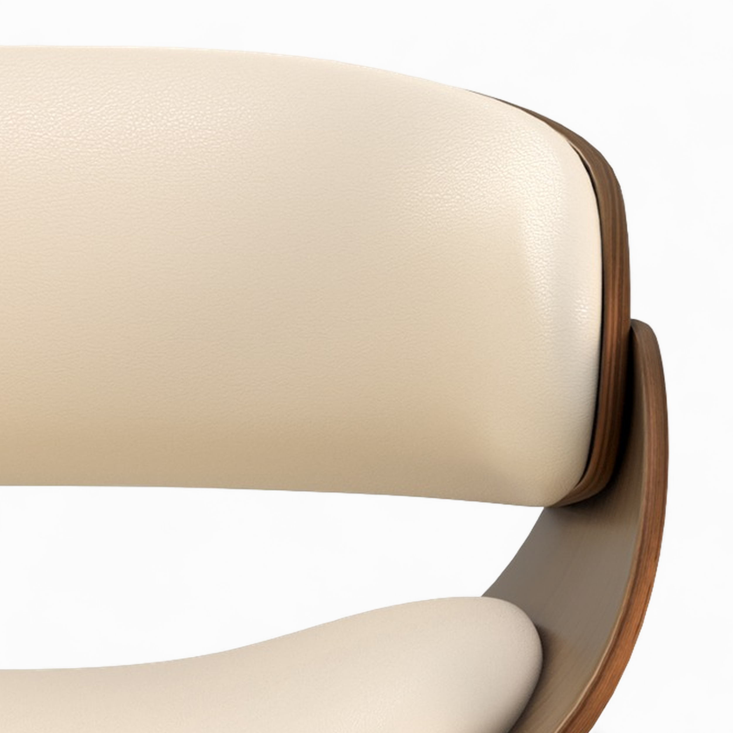 sedia beige in pelle sintetica con gambe in legno placcato noce