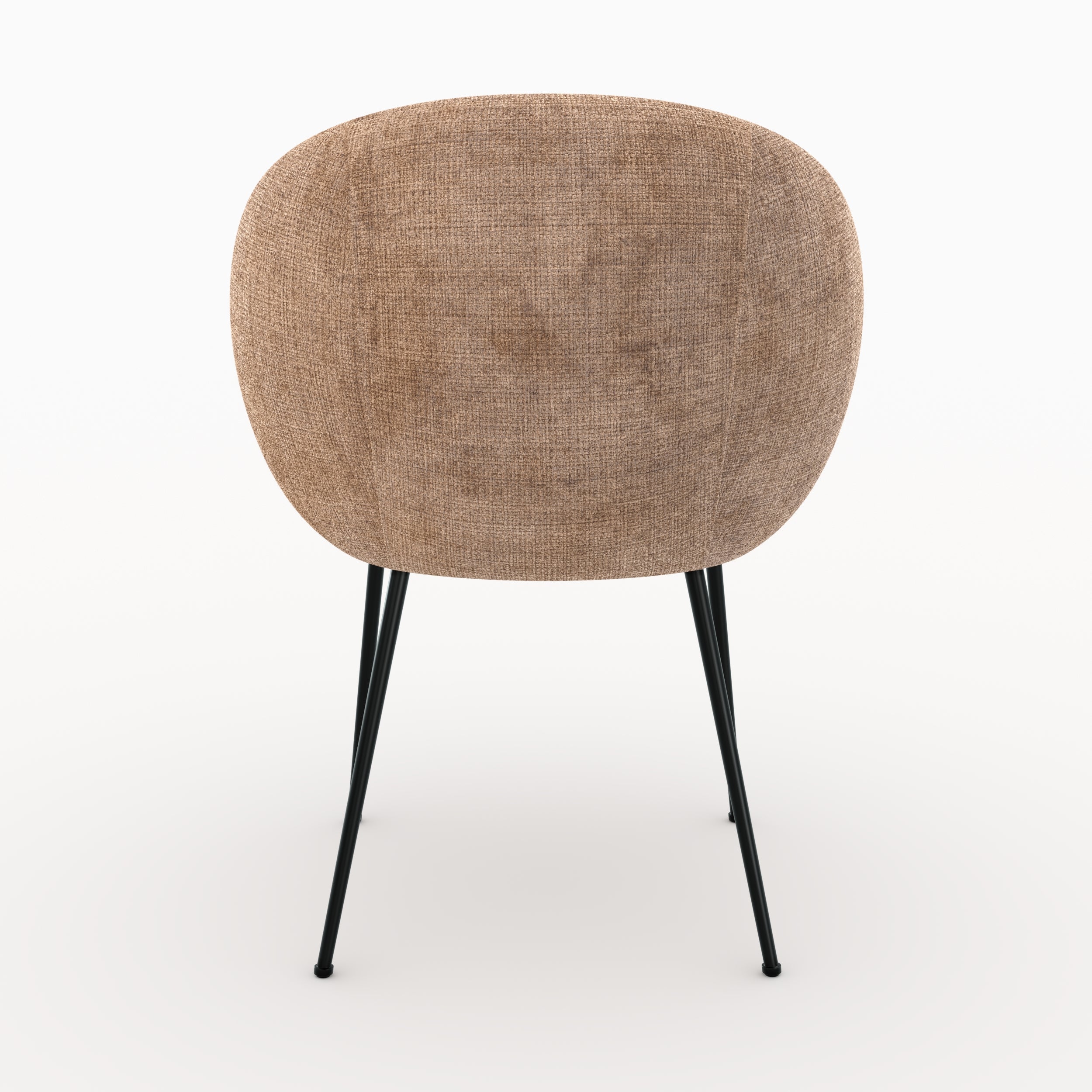 Chaise Bloomy en velours chenille cafe crème et métal noir intérieur