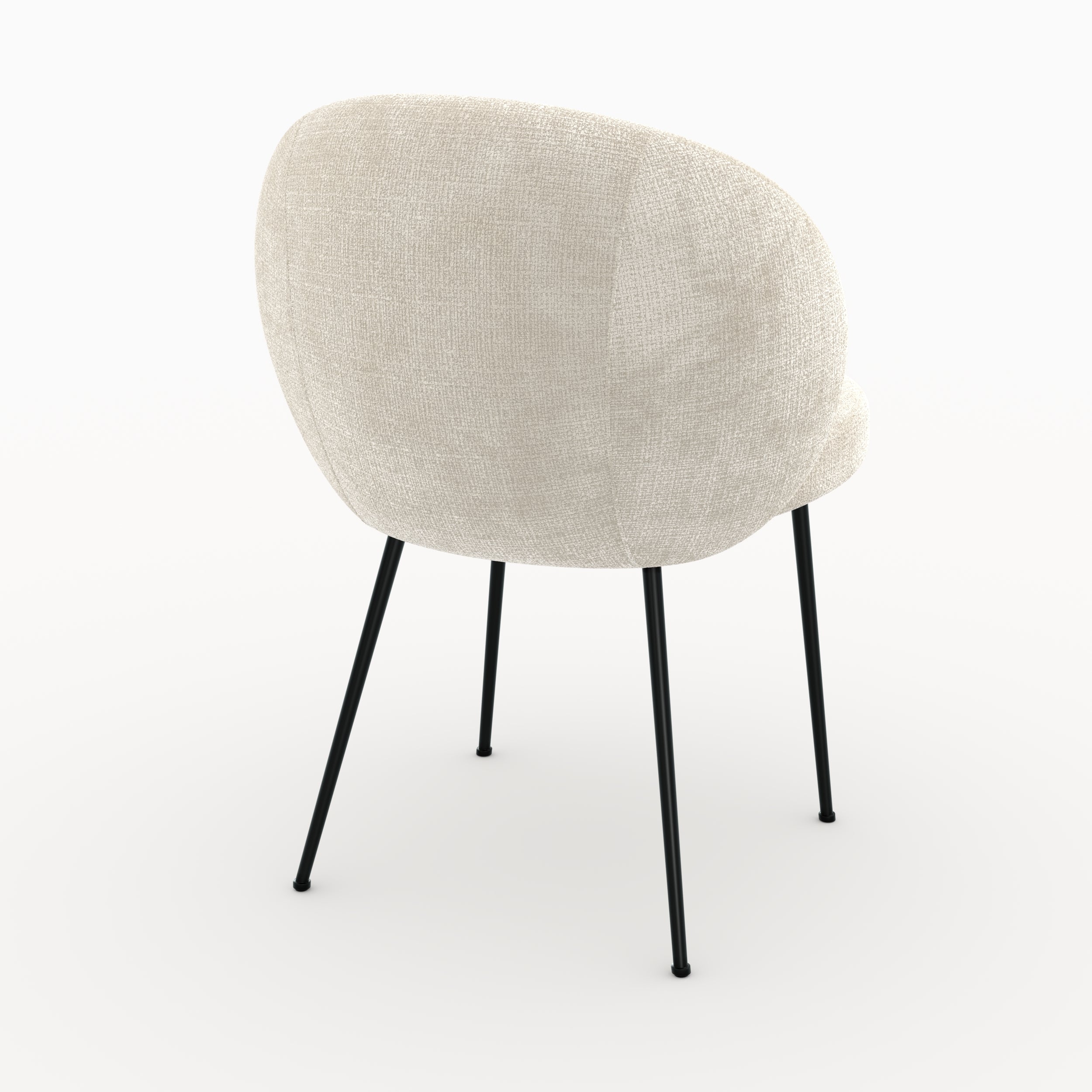 Chaise Bloomy en velours chenille écru et métal noir intérieur