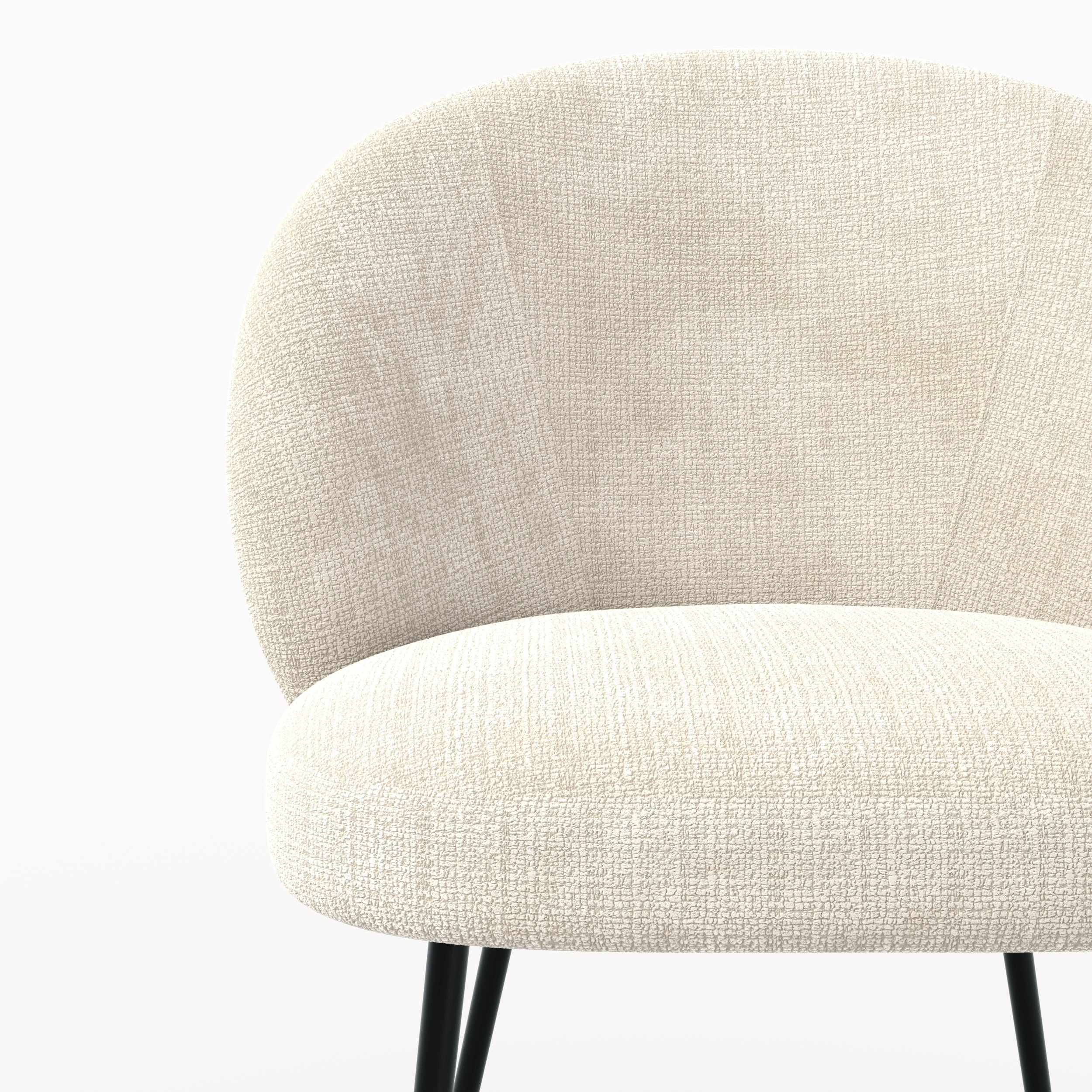 Chaise Bloomy en velours chenille écru et métal noir zoom produit