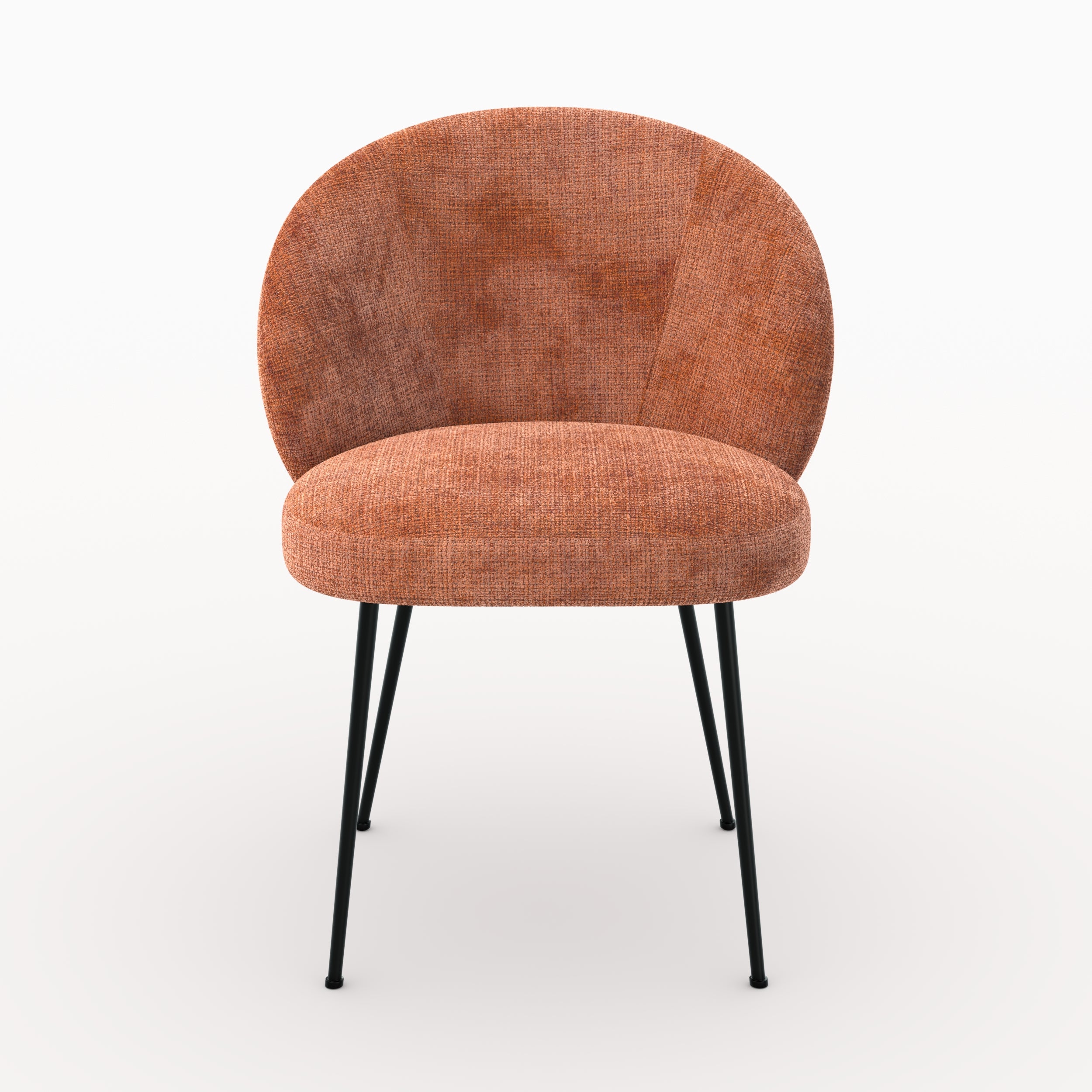 Chaise Bloomy en velours chenille terracotta et métal noir zoom produit