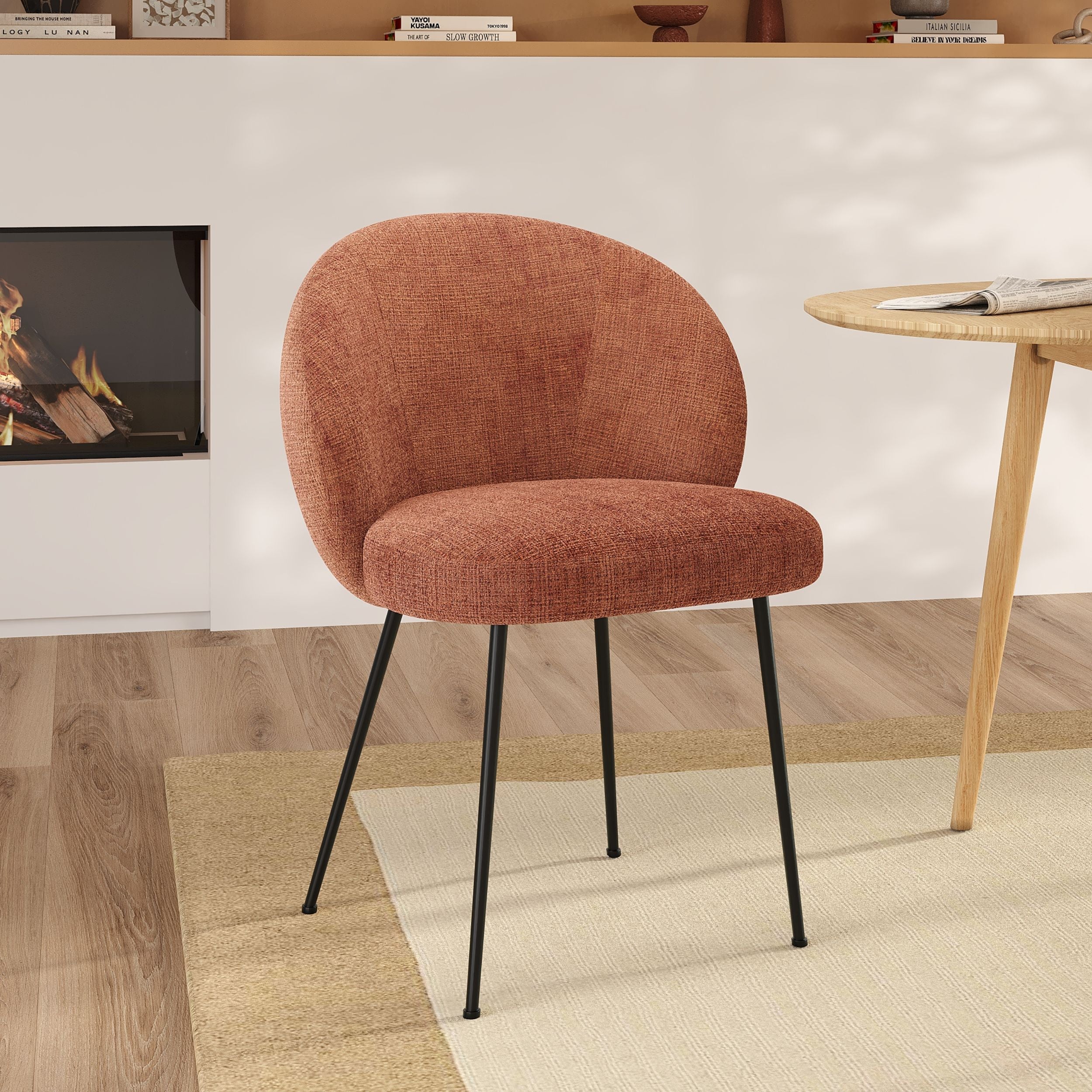 Chaise Bloomy terracotta en velours