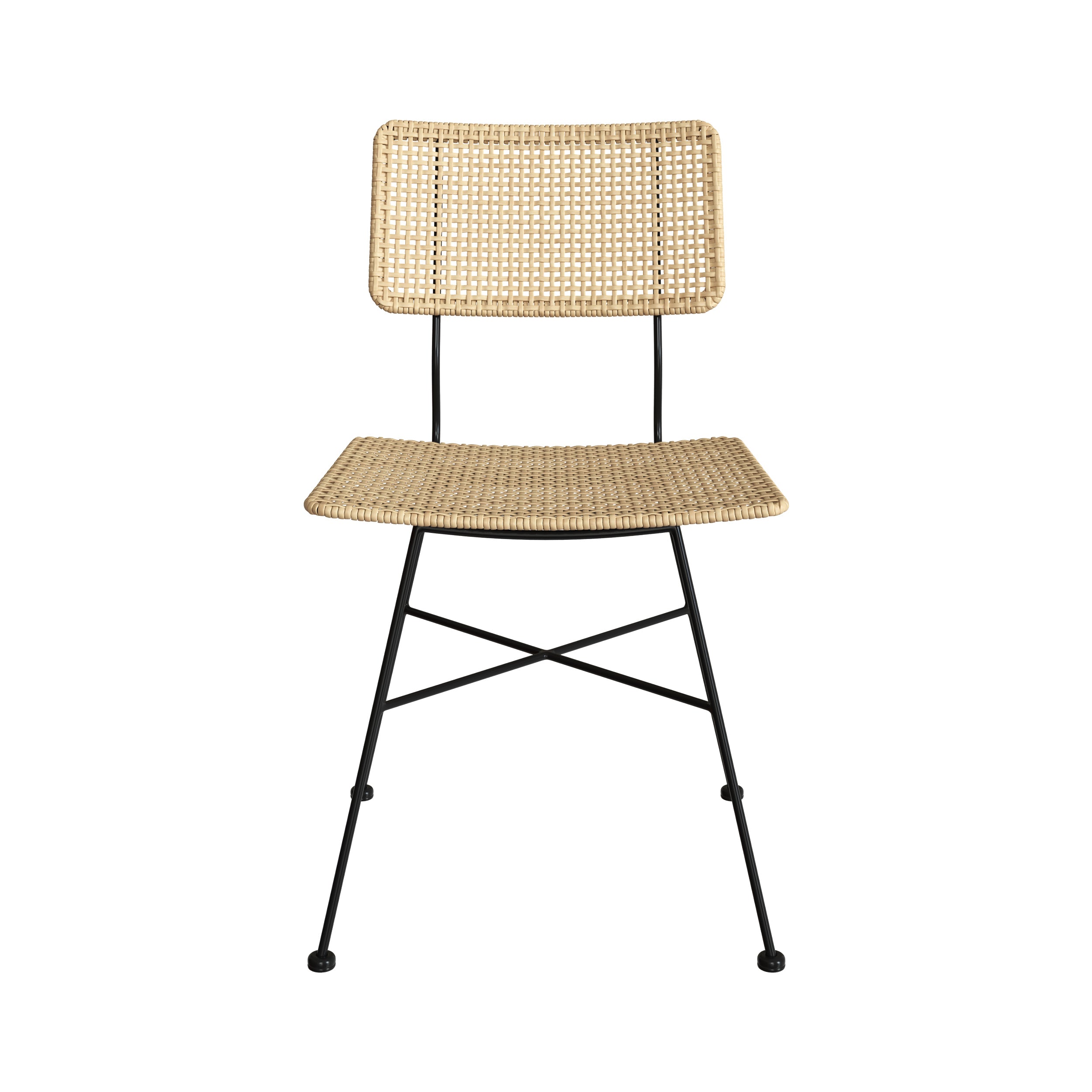 sedia borga in rattan con piedini in metallo