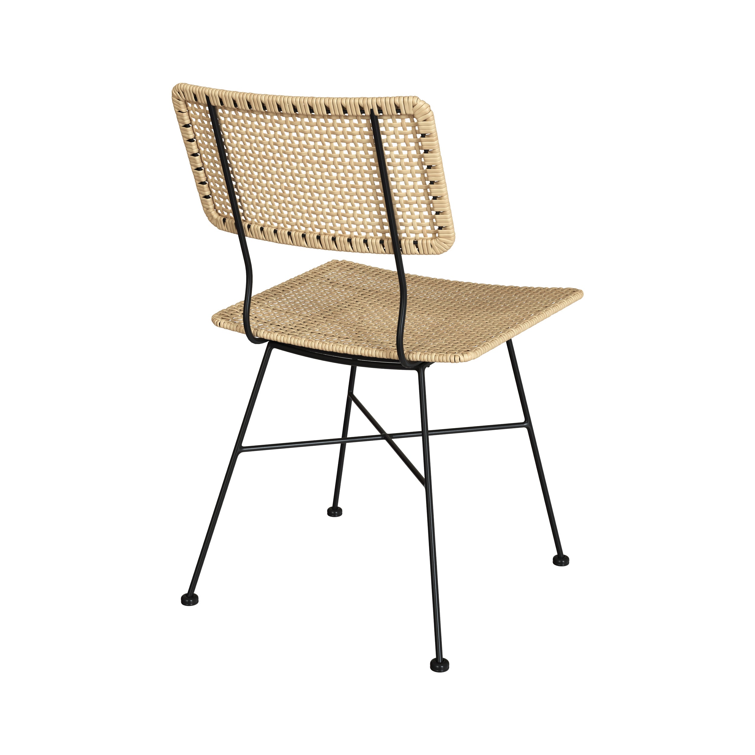 sedia borga in rattan con gambe in metallo
