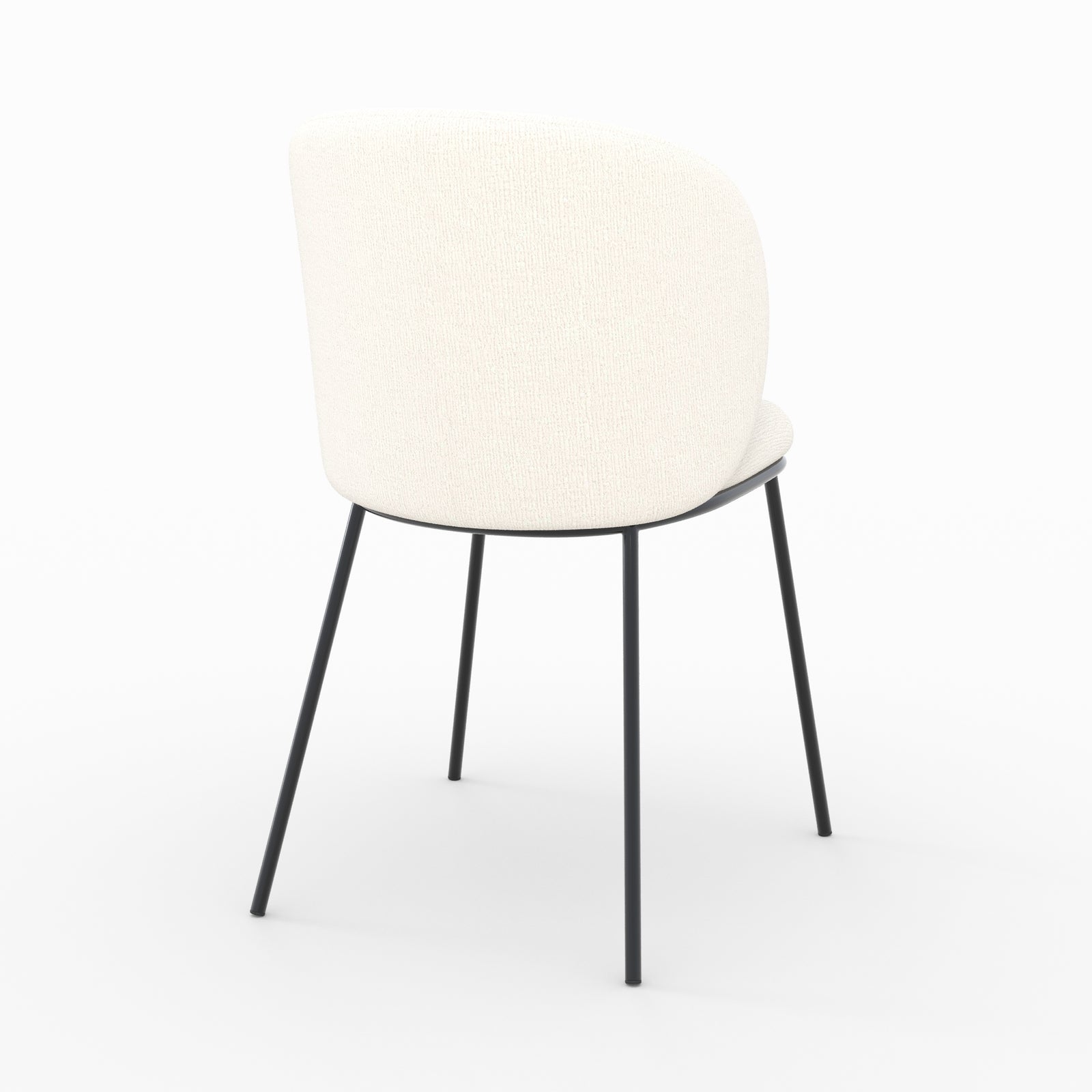 Chaise bulle blanc pieds métal noir tissu doux vue trois quarts arrière