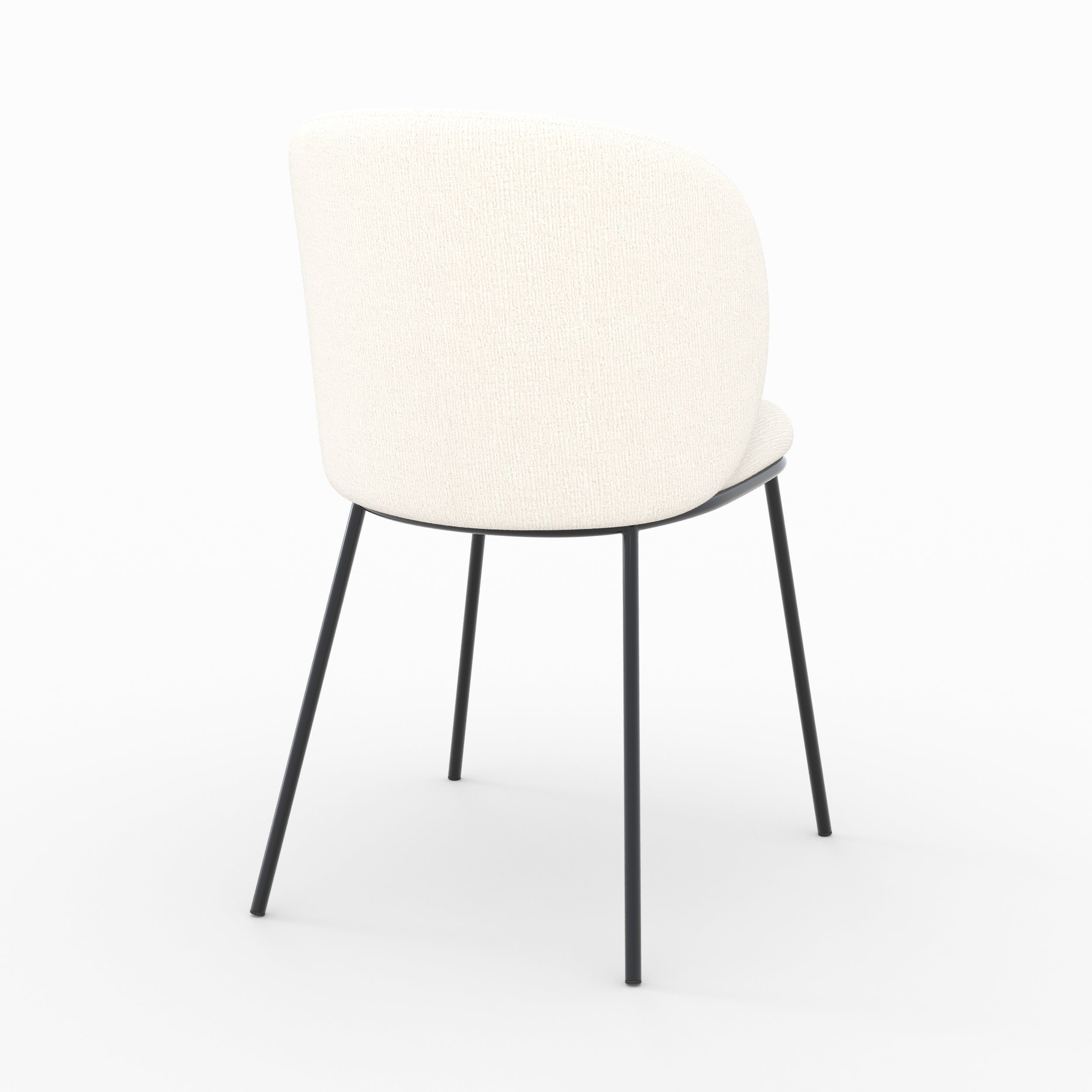 Chaise bulle blanc pieds métal noir tissu doux vue trois quarts arrière