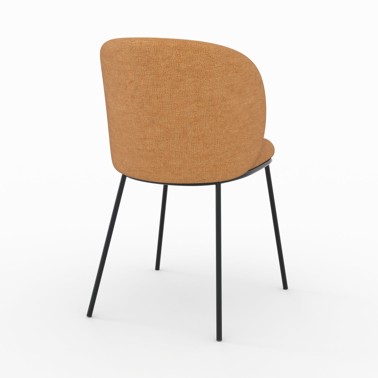 Chaise bulle jaune moutarde pieds métal noir tissu vue trois quarts arrière