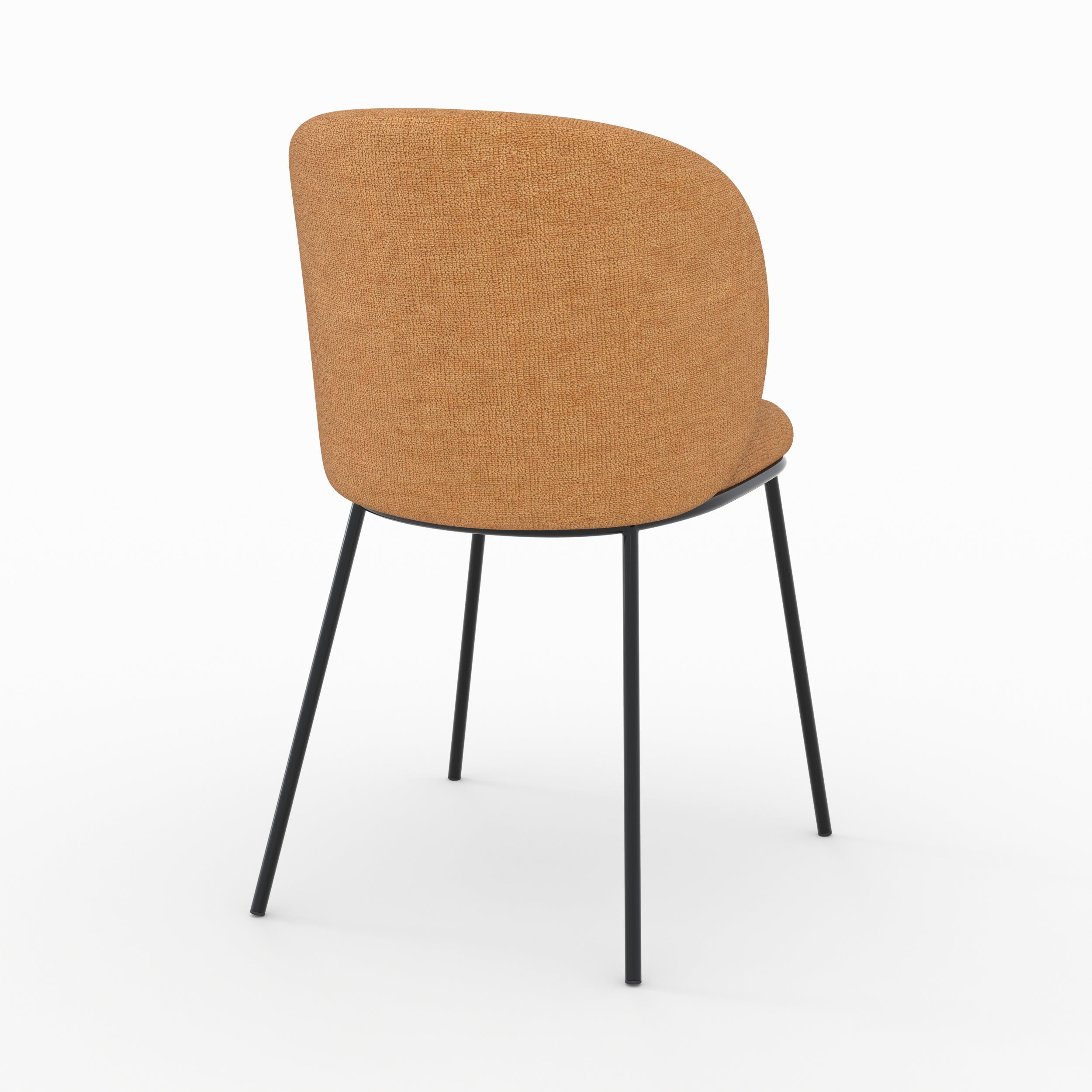 Chaise bulle jaune moutarde pieds métal noir tissu vue trois quarts arrière