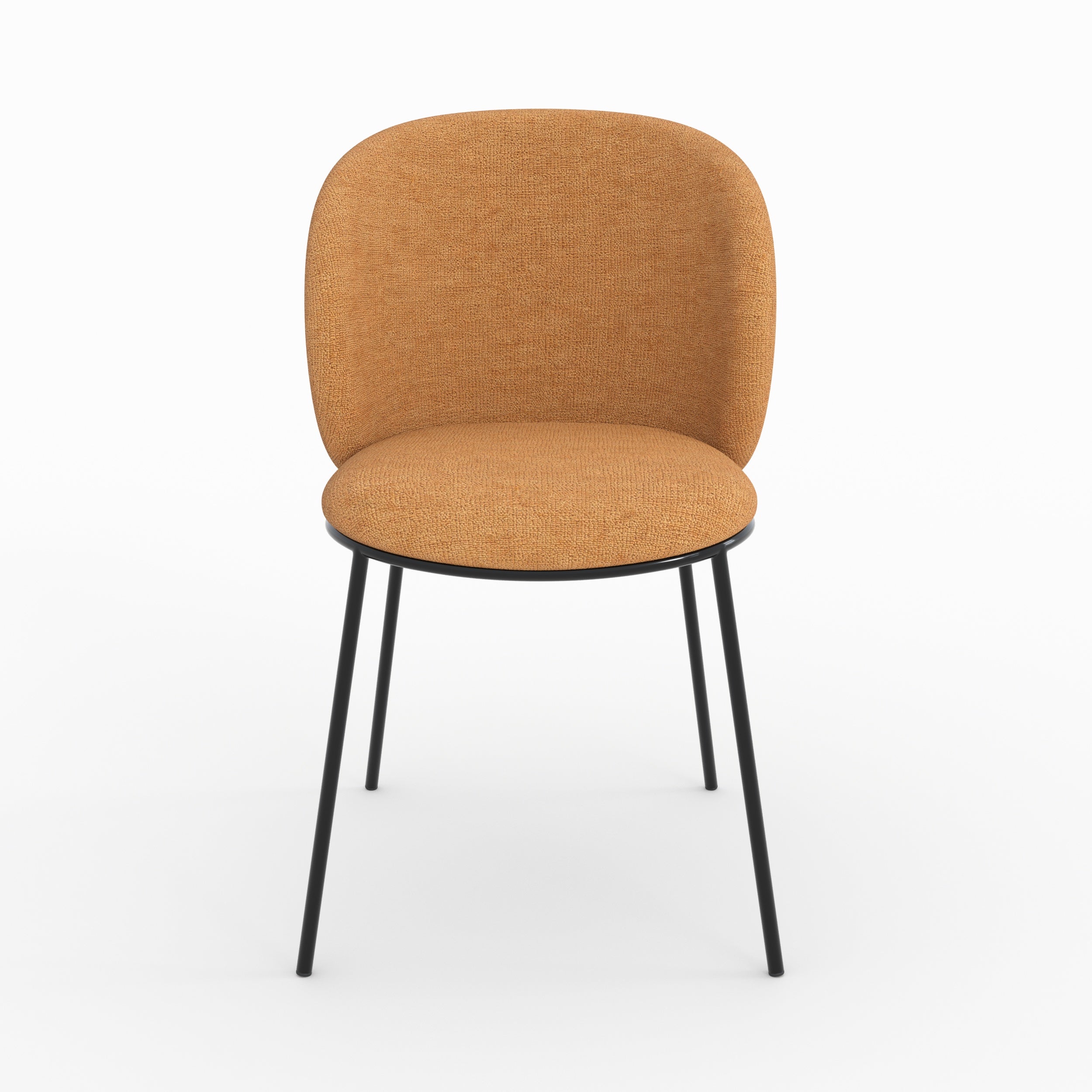 Chaise bulle tissu jaune moutarde pieds métal noir vue face