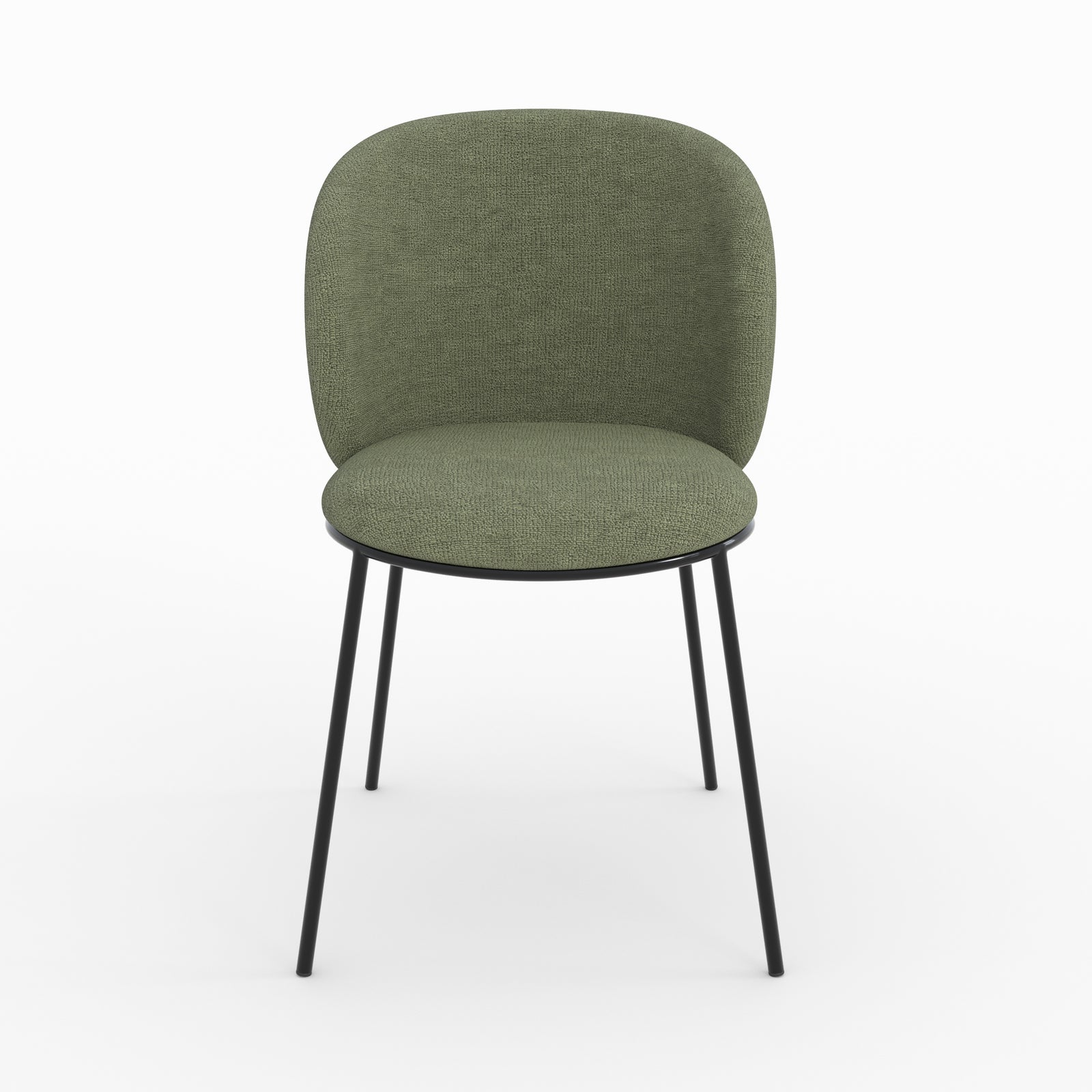Chaise bulle tissu vert kaki pieds métal noir vue face