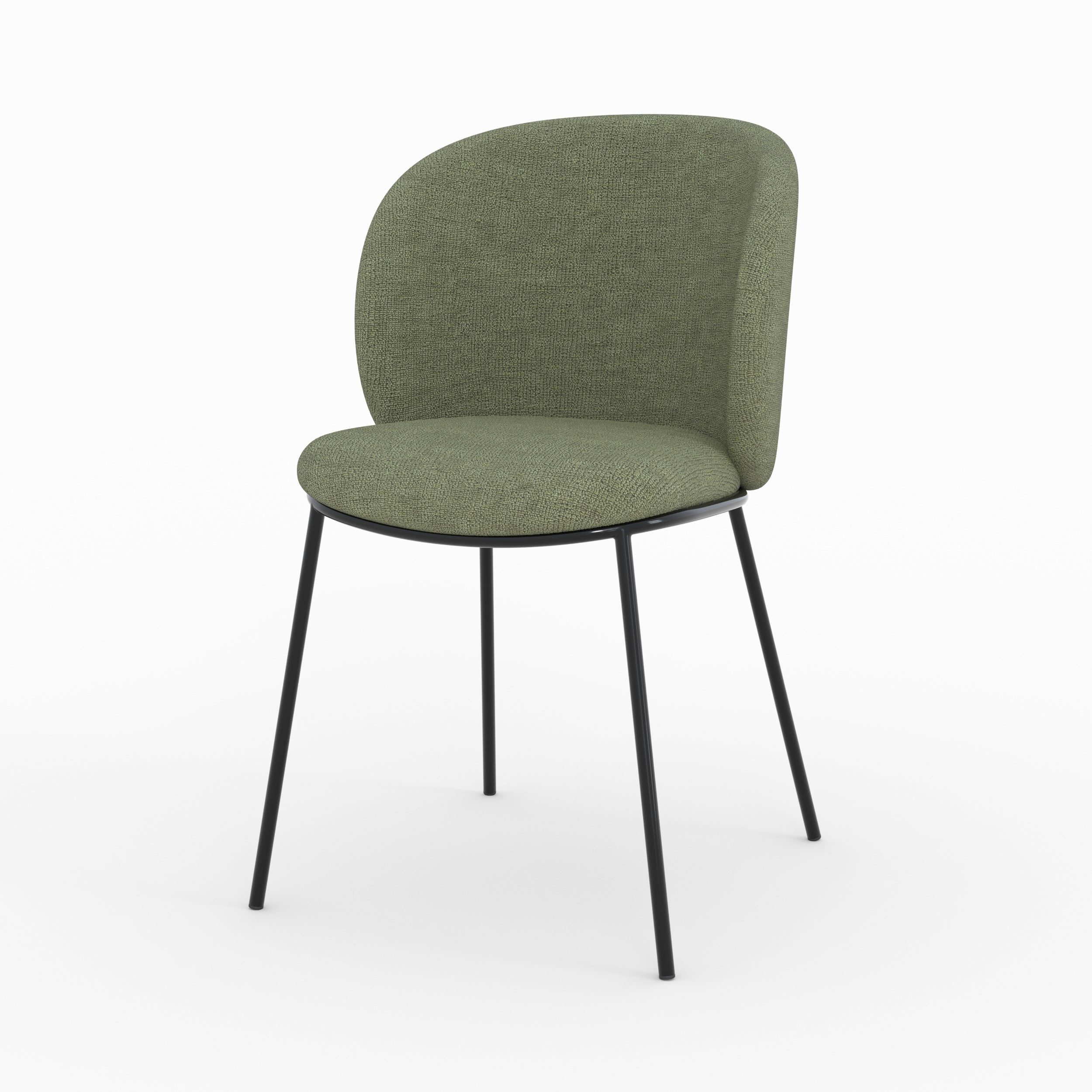 Chaise bulle tissu vert kaki pieds métal noir vue trois quarts avant