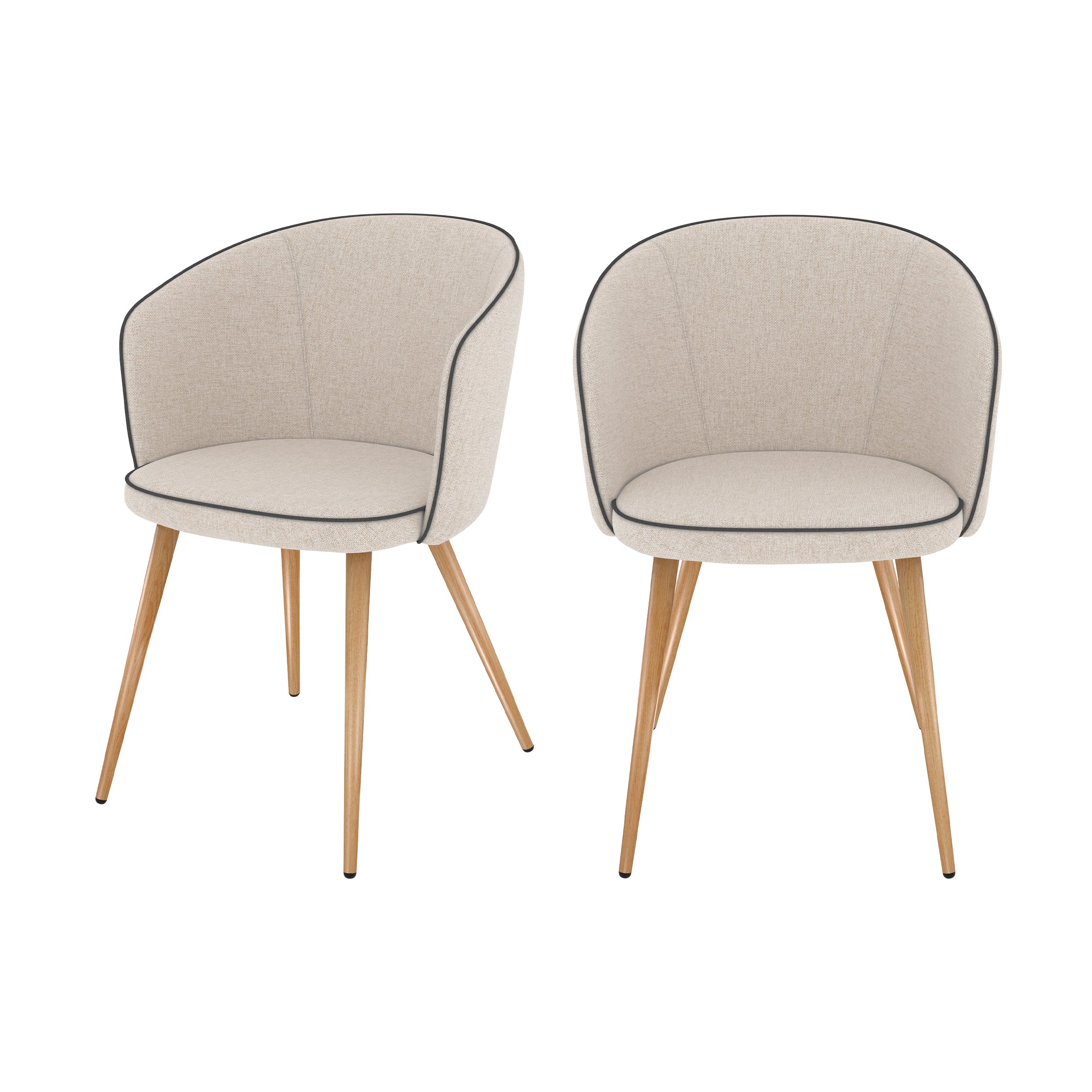 chaise chiara beige et pieds en metal lot de 2