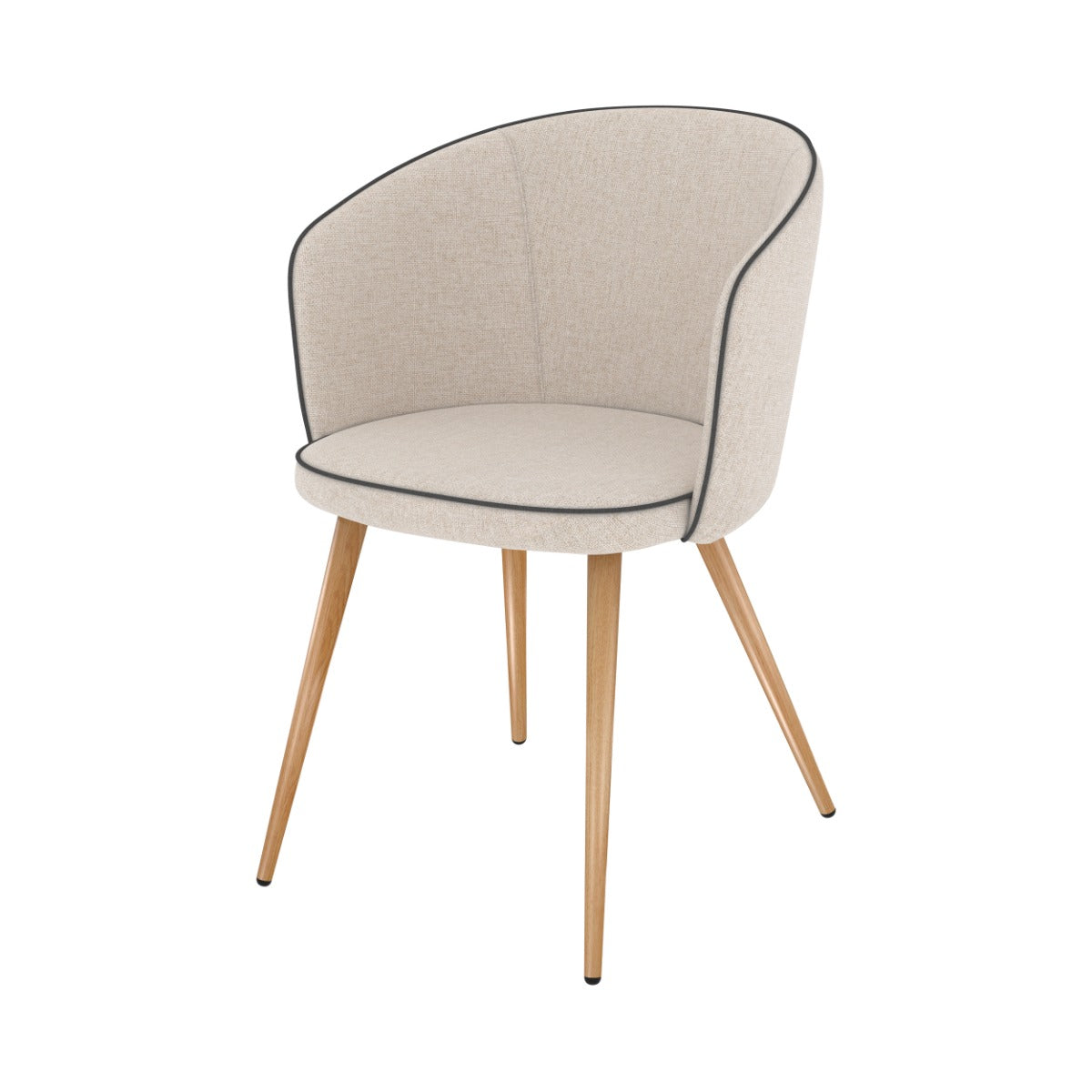 sedia chiara in tessuto beige e gambe in metallo set di 2