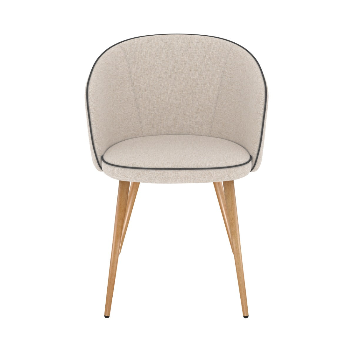 sedia Chiara in tessuto beige con gambe in metallo