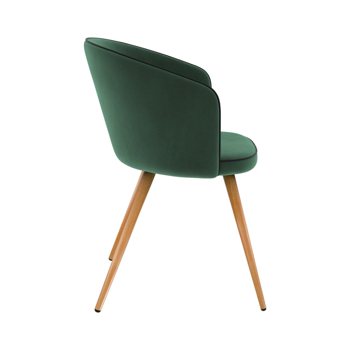 sedia chiara in velluto verde con gambe in metallo, set di 2