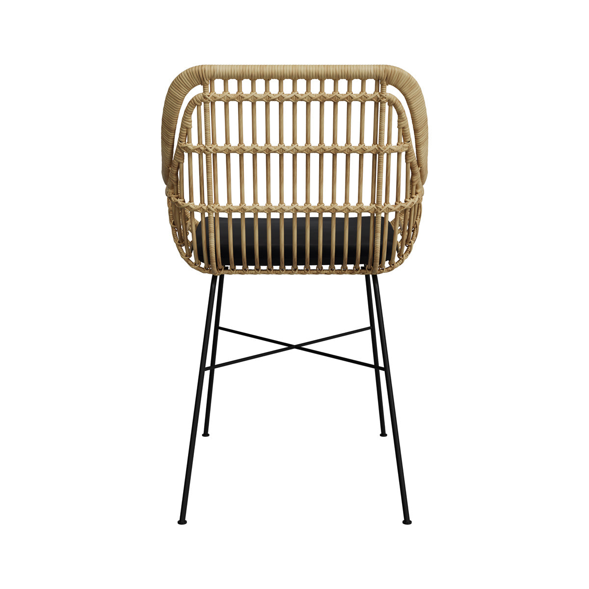 sedia chiloe in rattan con gambe nere