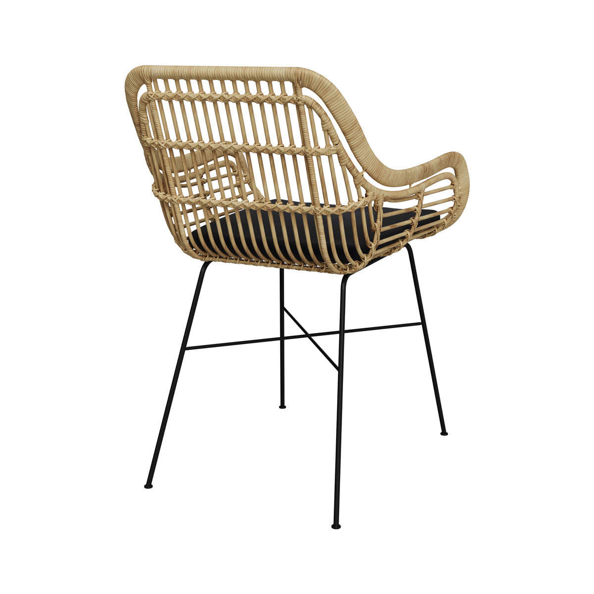 sedia chiloe in rattan naturale e gambe in metallo