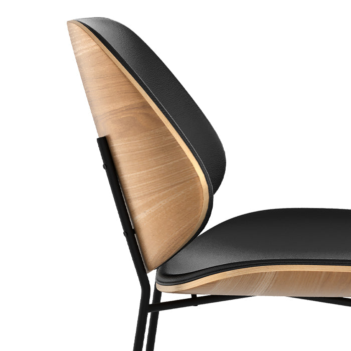 sedia comfort hector in pelle sintetica nera e legno chiaro