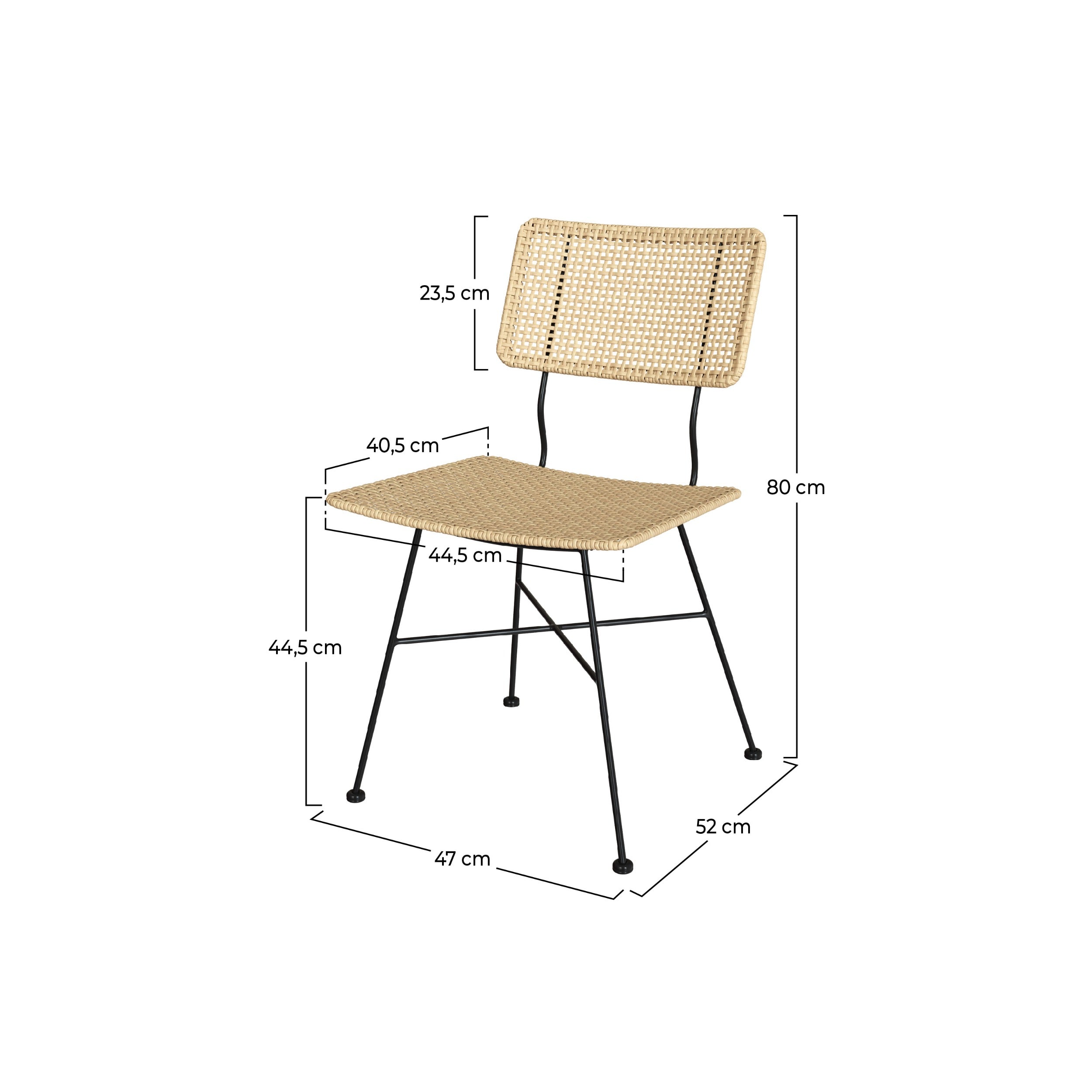 sedia comoda borga in rattan e metallo